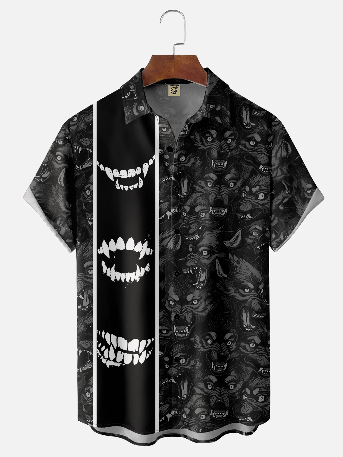 Moisture-wicking Abstract Gradient Halloween Ghost Chest Pocket Bowling Shirt