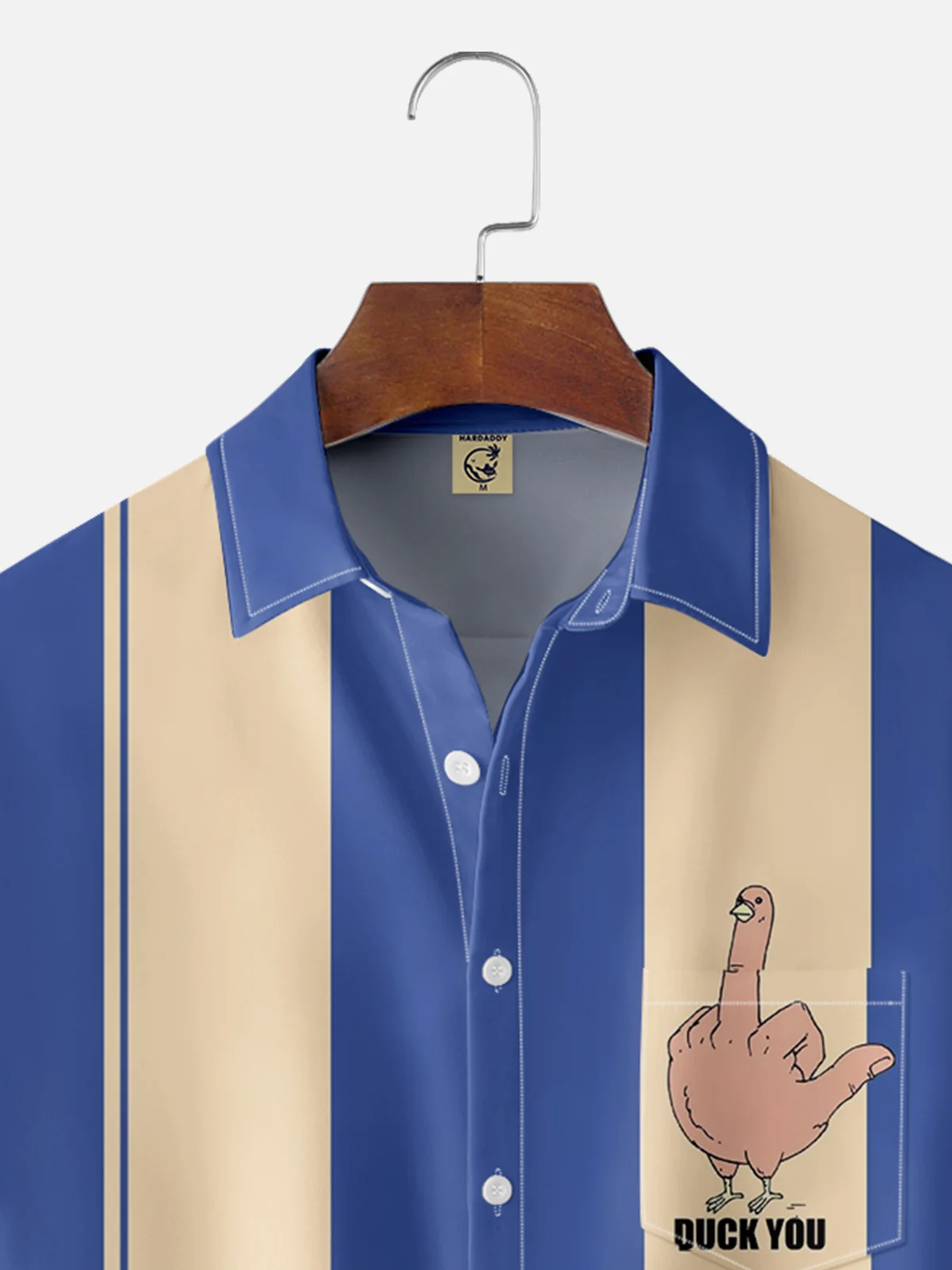 Moisture-wicking Personalized Art "DUCK YOU" Chest Pocket Bowling Shirt