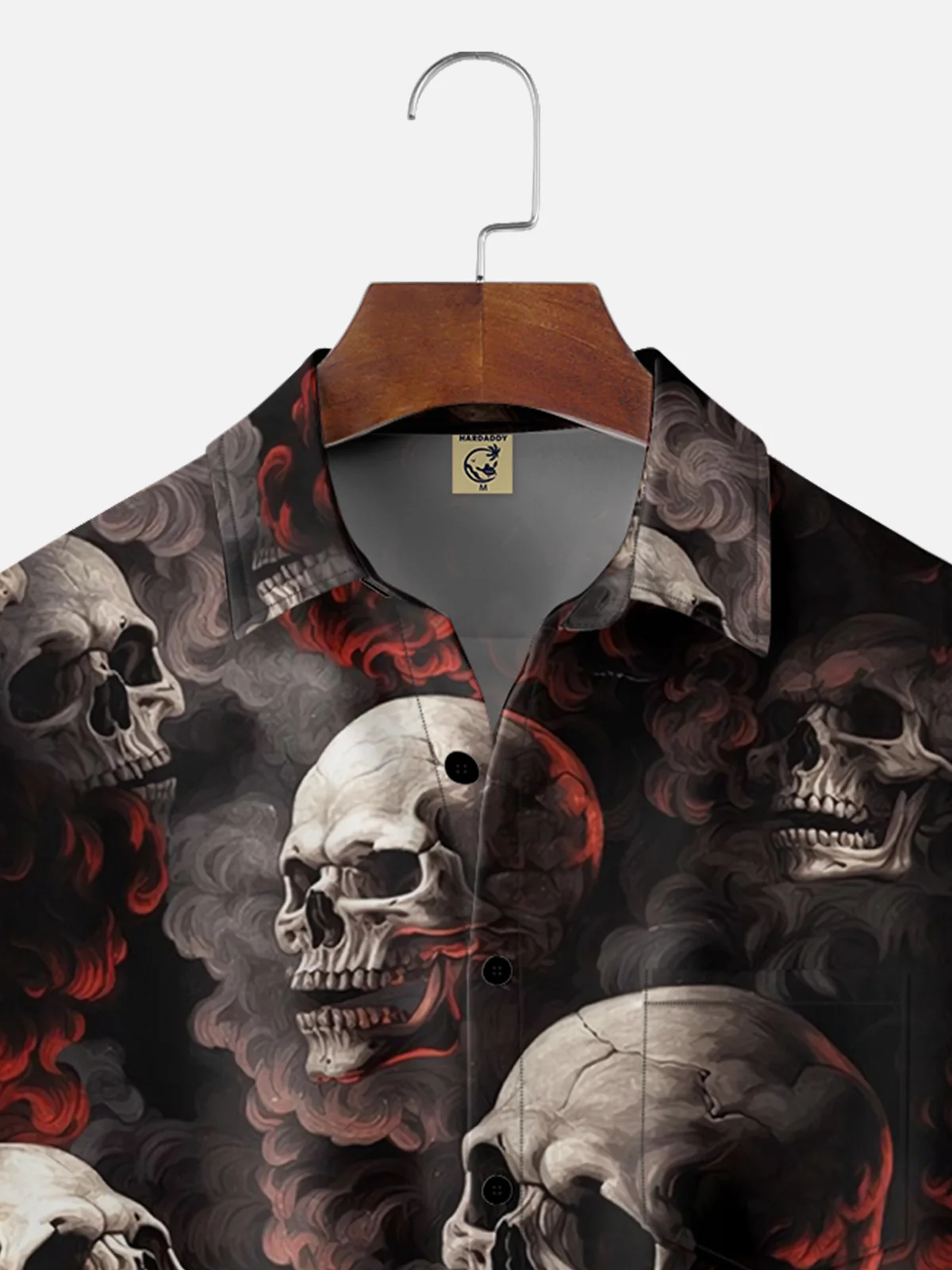 Moisture-wicking Rock Metal Skull Chest Pocket Hawaiian Shirt