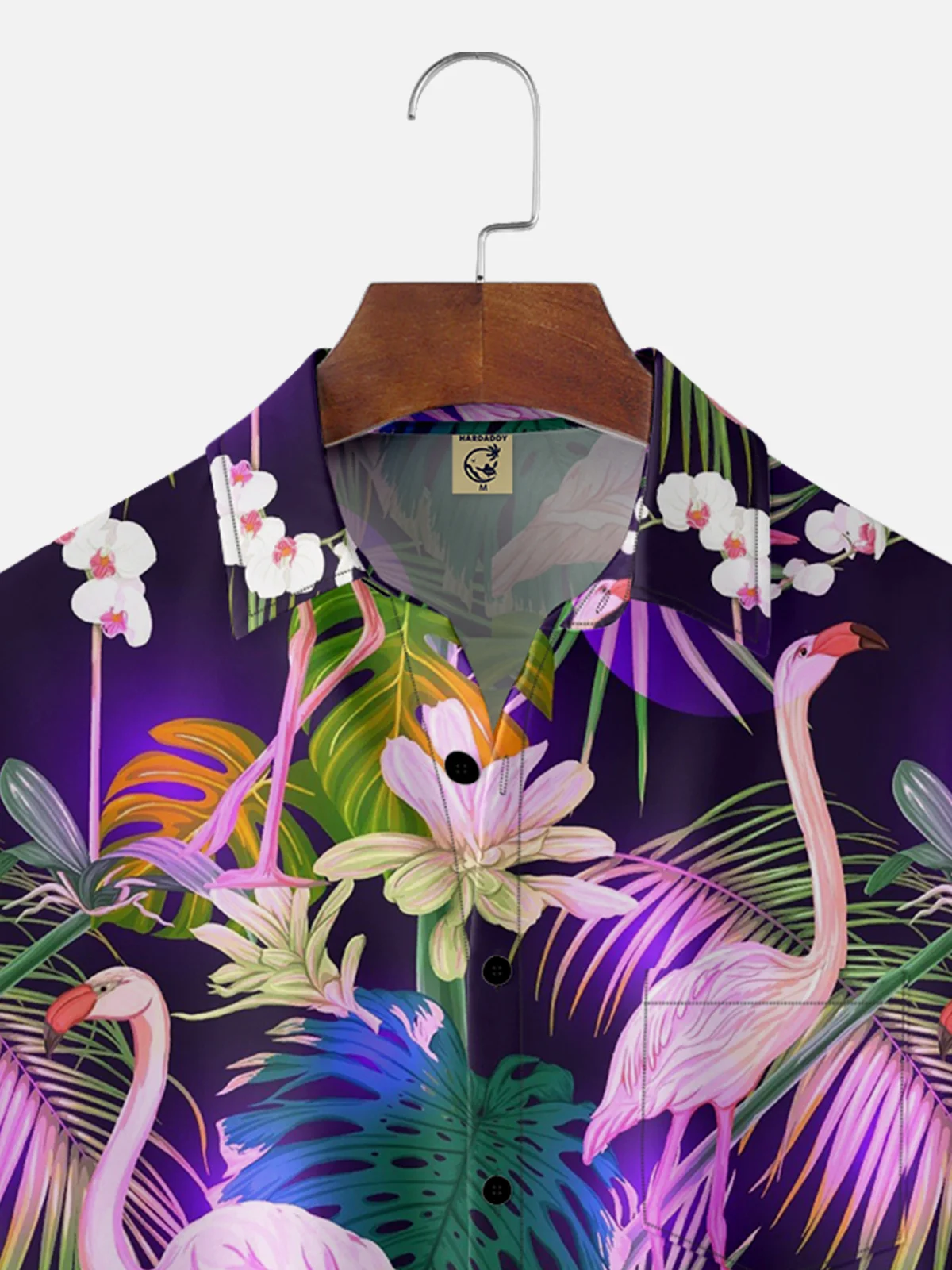 Moisture-wicking Flamingo Print Chest Pocket Hawaiian Shirt