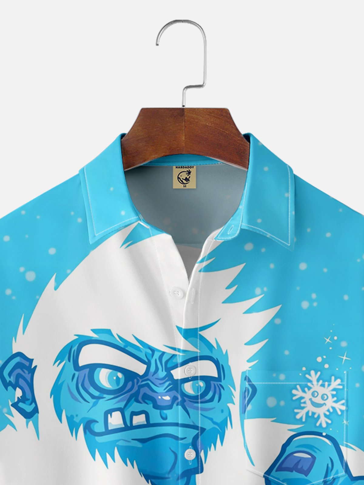 Moisture Wicking Snow Bigfoot Chest Pocket Hawaiian Shirt