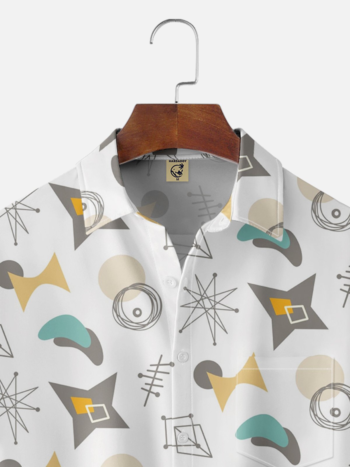 Moisture-wicking Geometric Lines Chest Pocket Casual Shirt