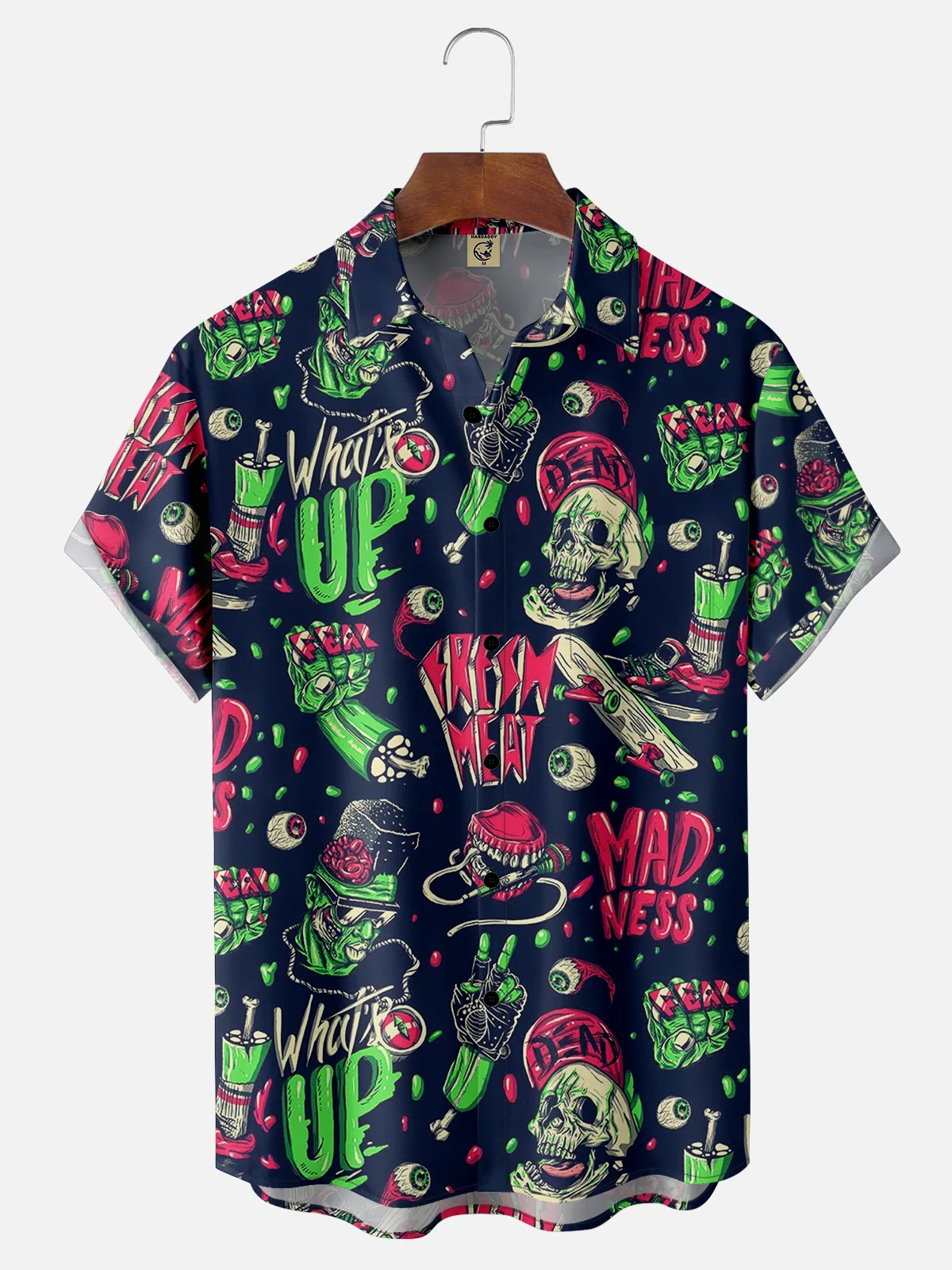 Moisture-wicking Halloween Skull Chest Pocket Casual Shirt