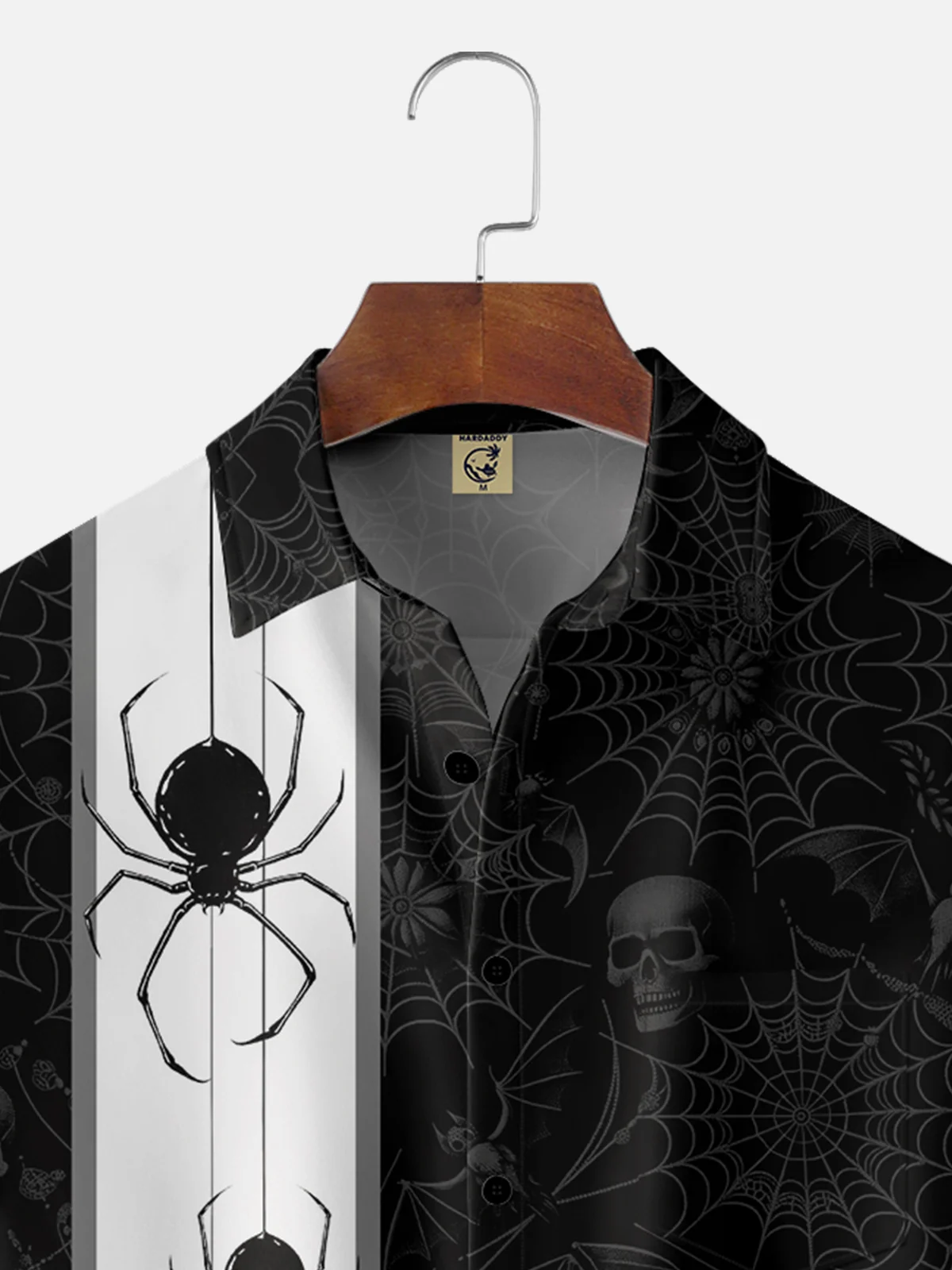 Moisture-wicking Halloween Spider Web Chest Pocket  Bowling Shirt