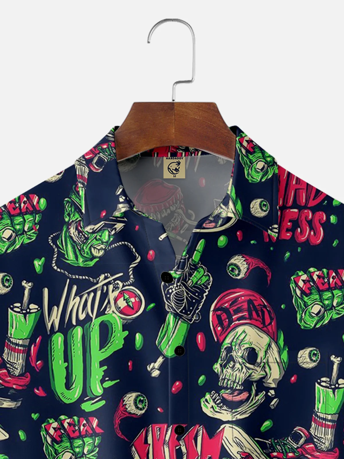 Moisture-wicking Halloween Skull Chest Pocket Casual Shirt