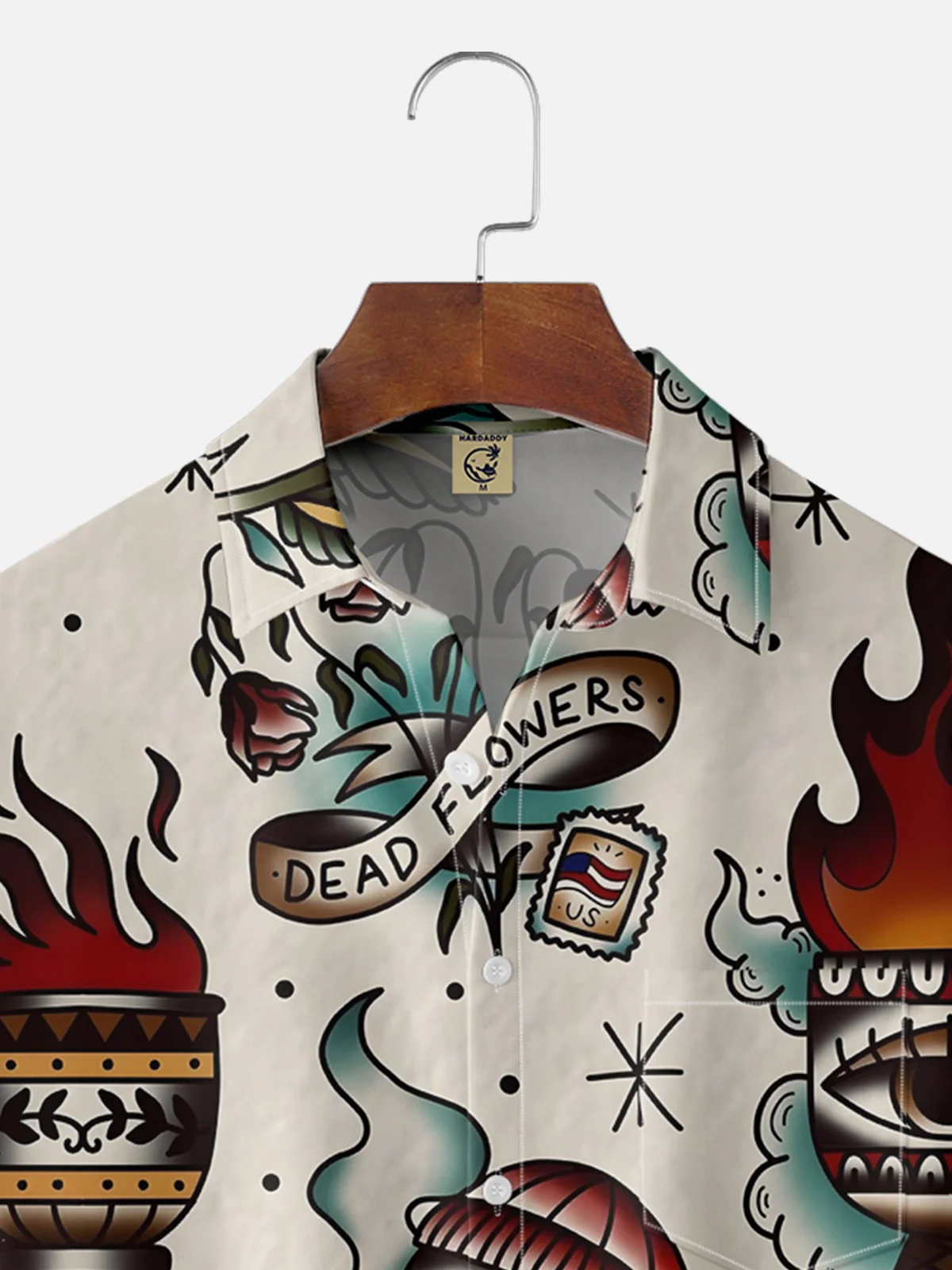 Moisture-wicking Tattoo Art Chest Pocket Casual Shirt