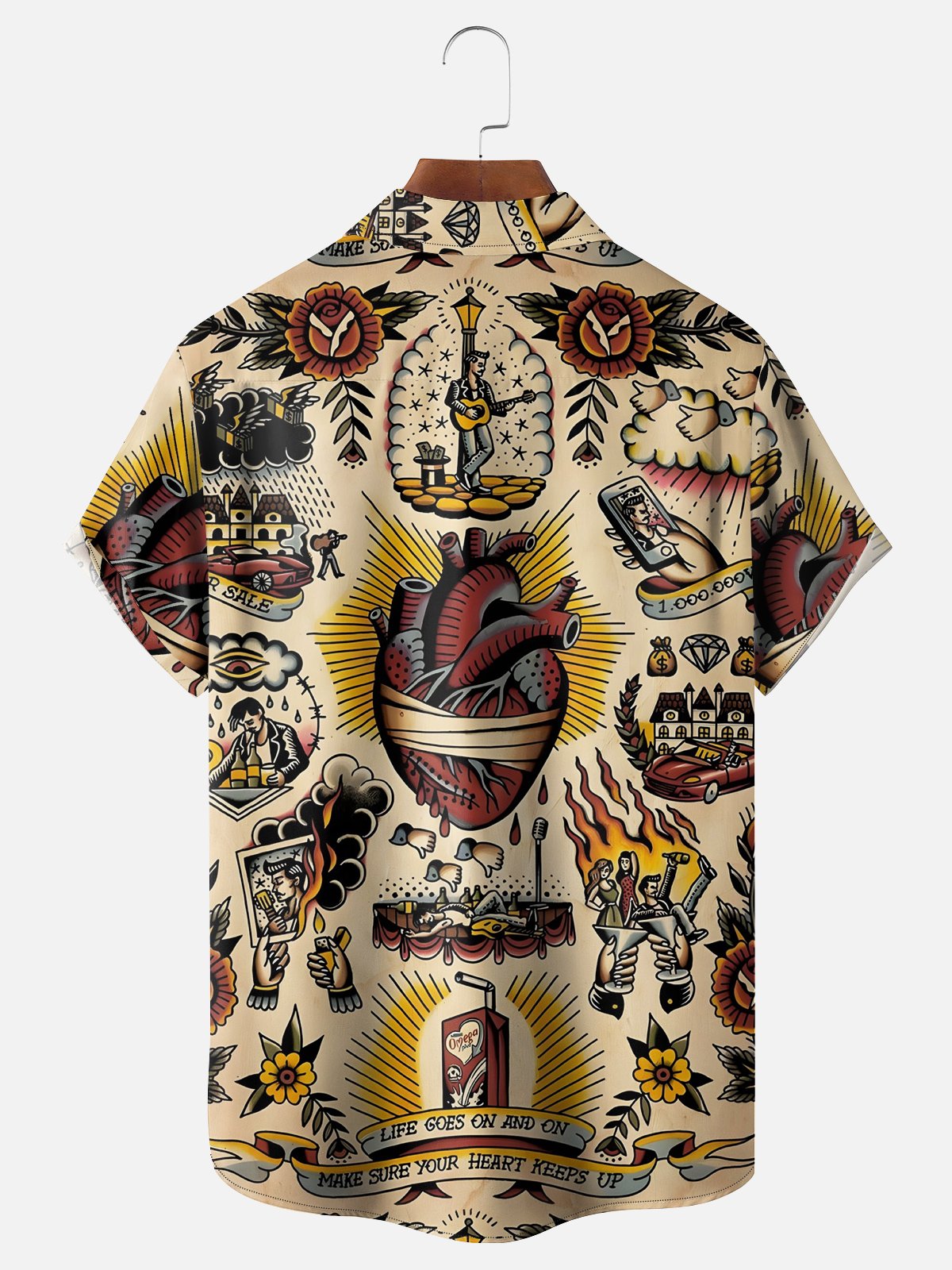 Moisture-wicking Tattoo Art Chest Pocket Casual Shirt