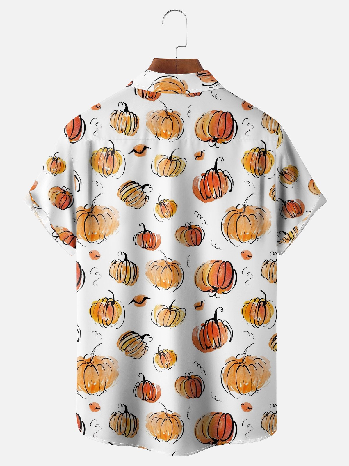 Moisture-wicking Thanksgiving Pumpkin Chest Pocket Hawaiian Shirt