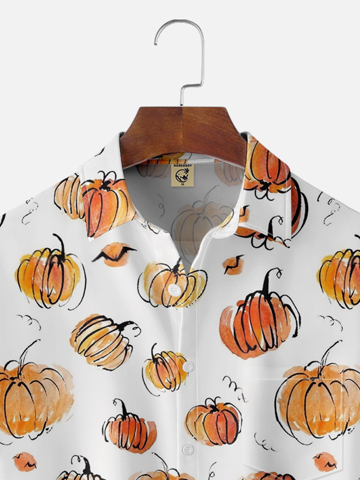 Moisture-wicking Thanksgiving Pumpkin Chest Pocket Hawaiian Shirt