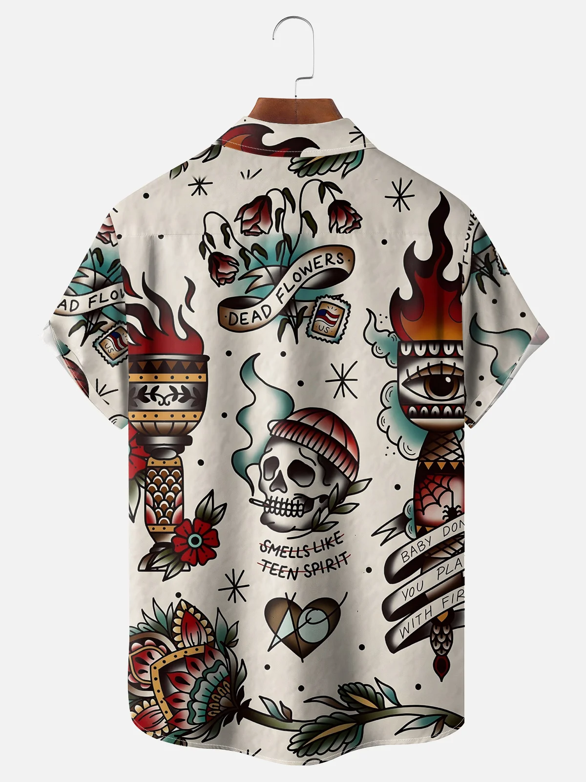 Moisture-wicking Tattoo Art Chest Pocket Casual Shirt