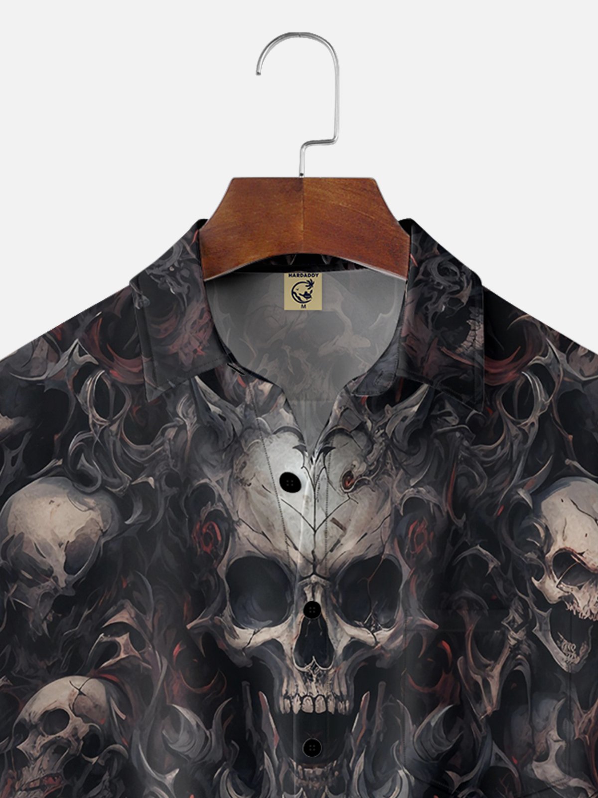 Moisture-wicking Abstract Gradient Halloween Skull Chest Pocket Hawaiian Shirt