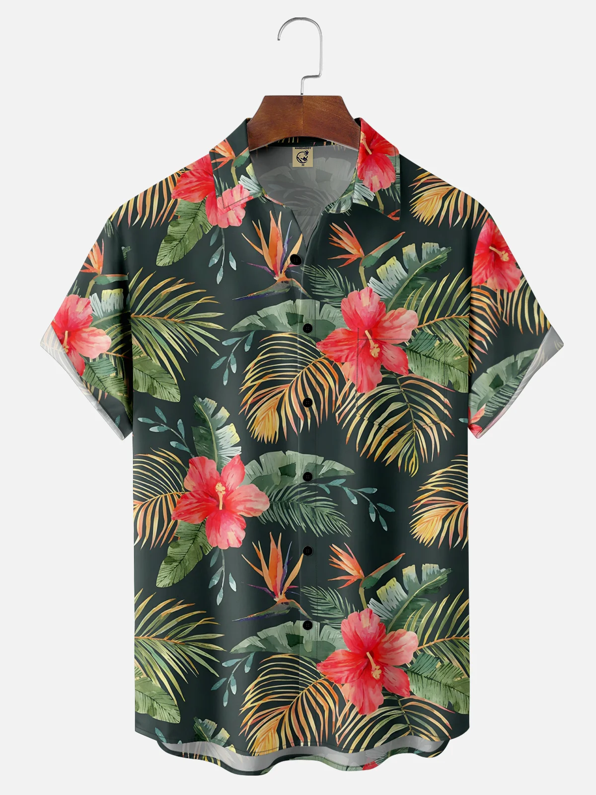 Moisture-wicking Floral Print Chest Pocket Hawaiian Shirt