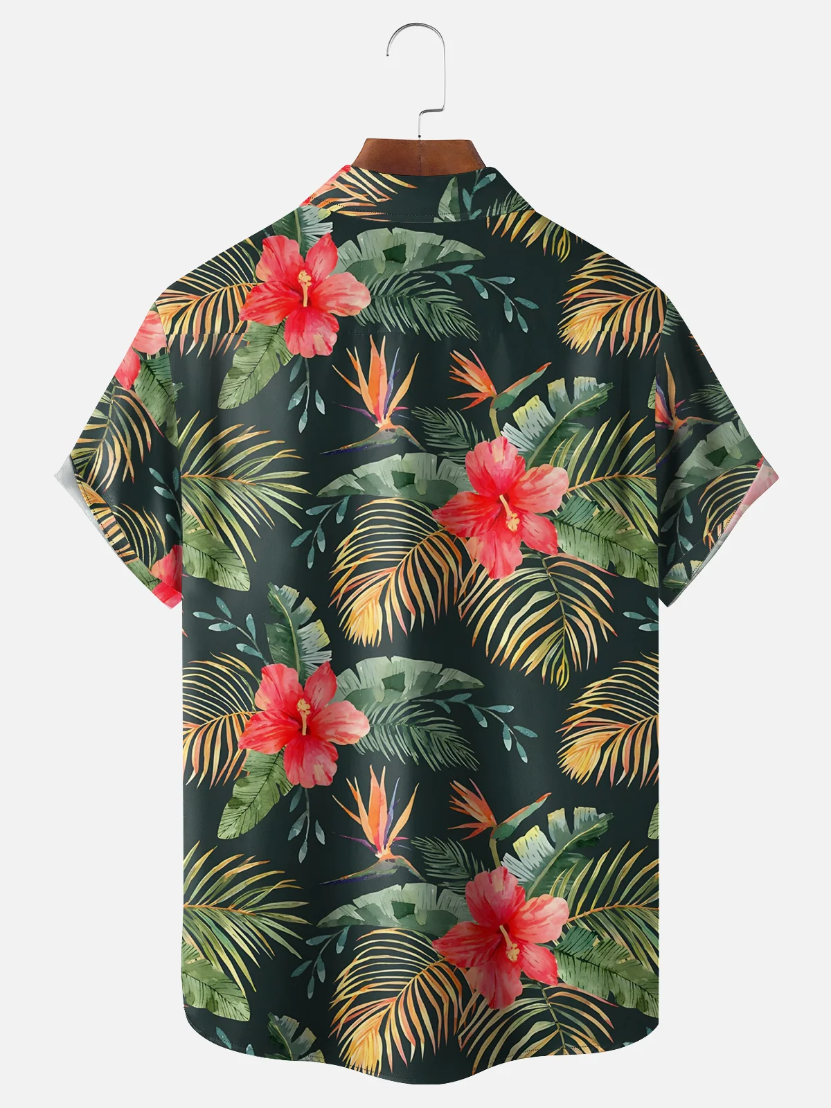 Moisture-wicking Floral Print Chest Pocket Hawaiian Shirt