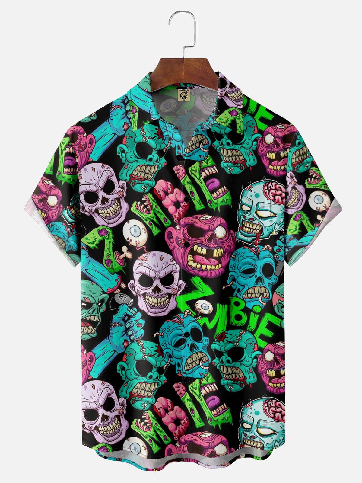 Moisture-wicking Halloween Skull Chest Pocket Casual Shirt