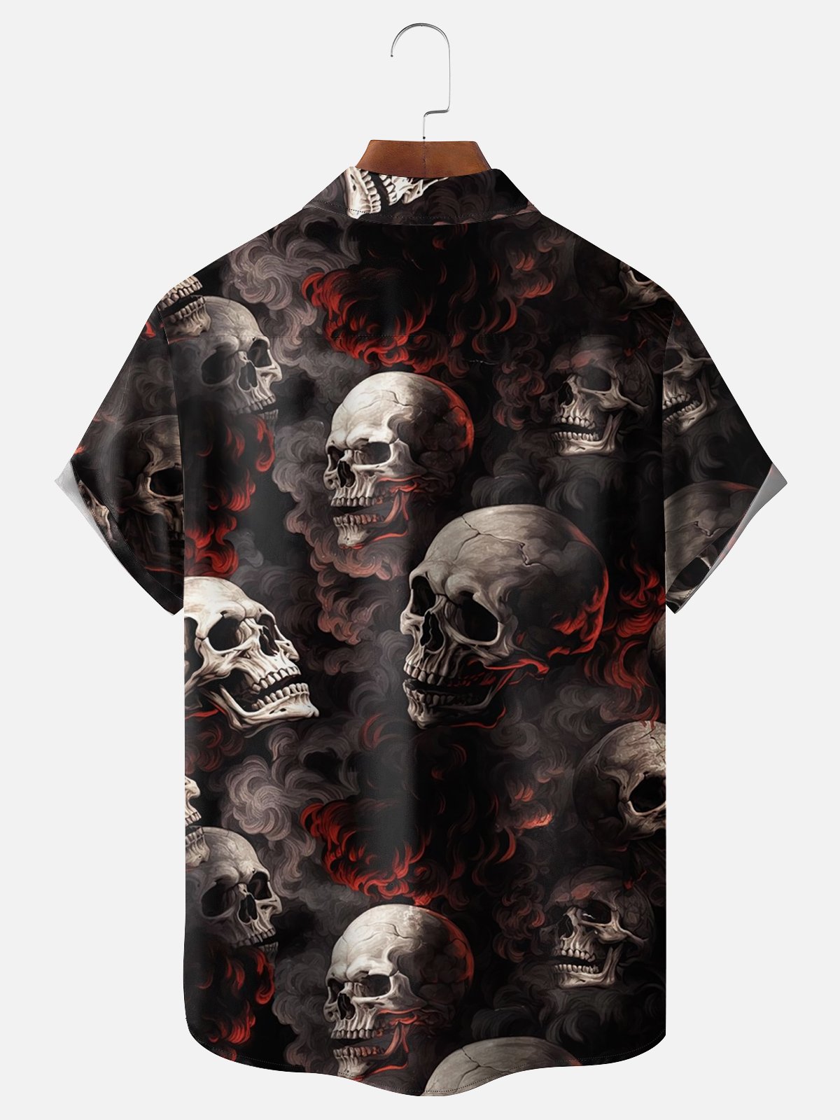 Moisture-wicking Rock Metal Skull Chest Pocket Hawaiian Shirt