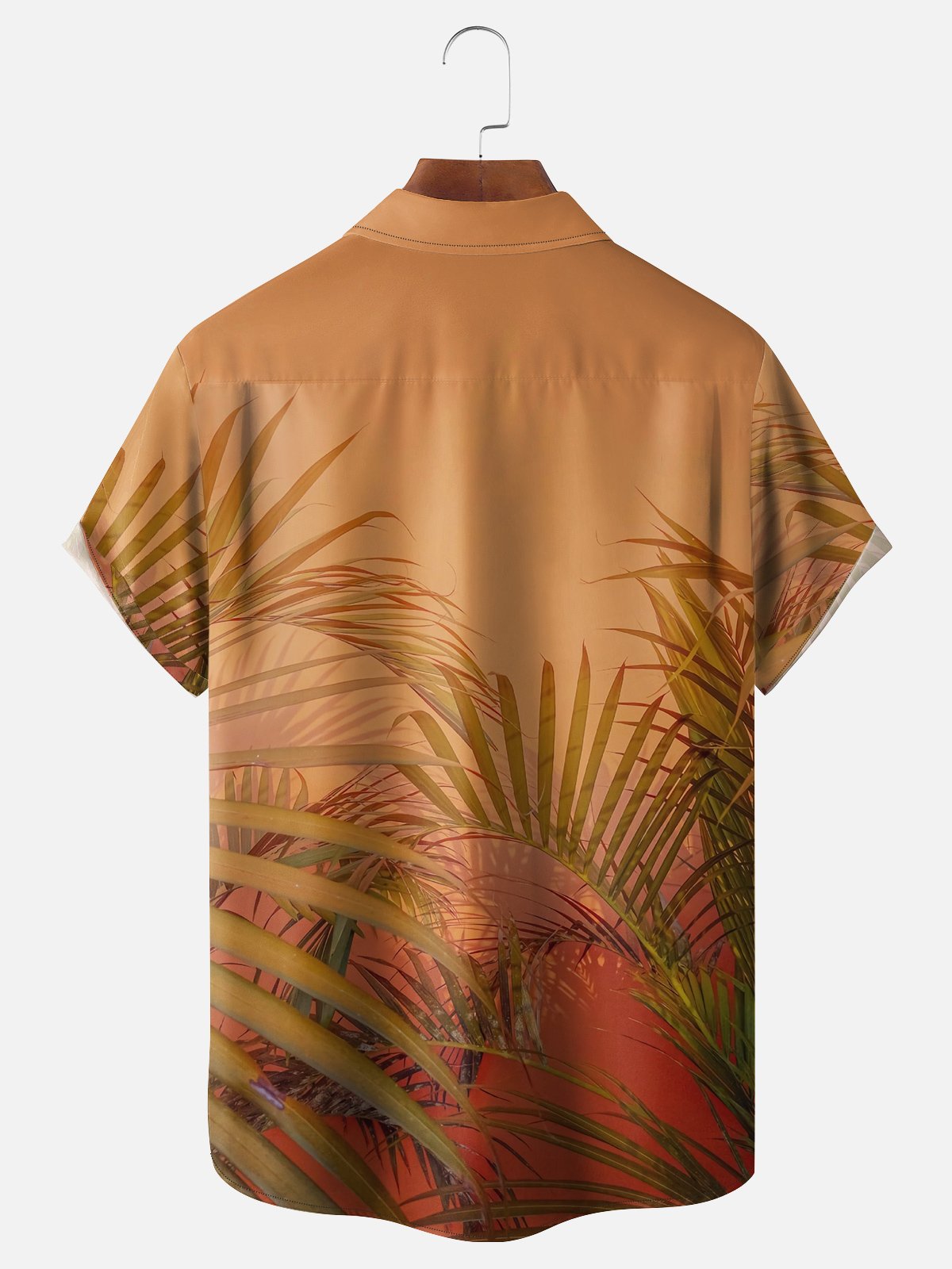 Moisture-wicking Tropical Plant Print Chest Pocket Hawaiian Shirt