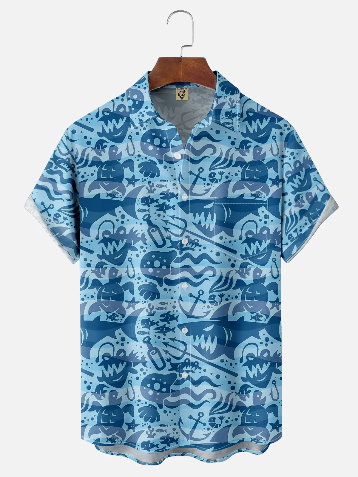 Moisture-wicking Sea Turtle Chest Pocket Hawaiian Shirt