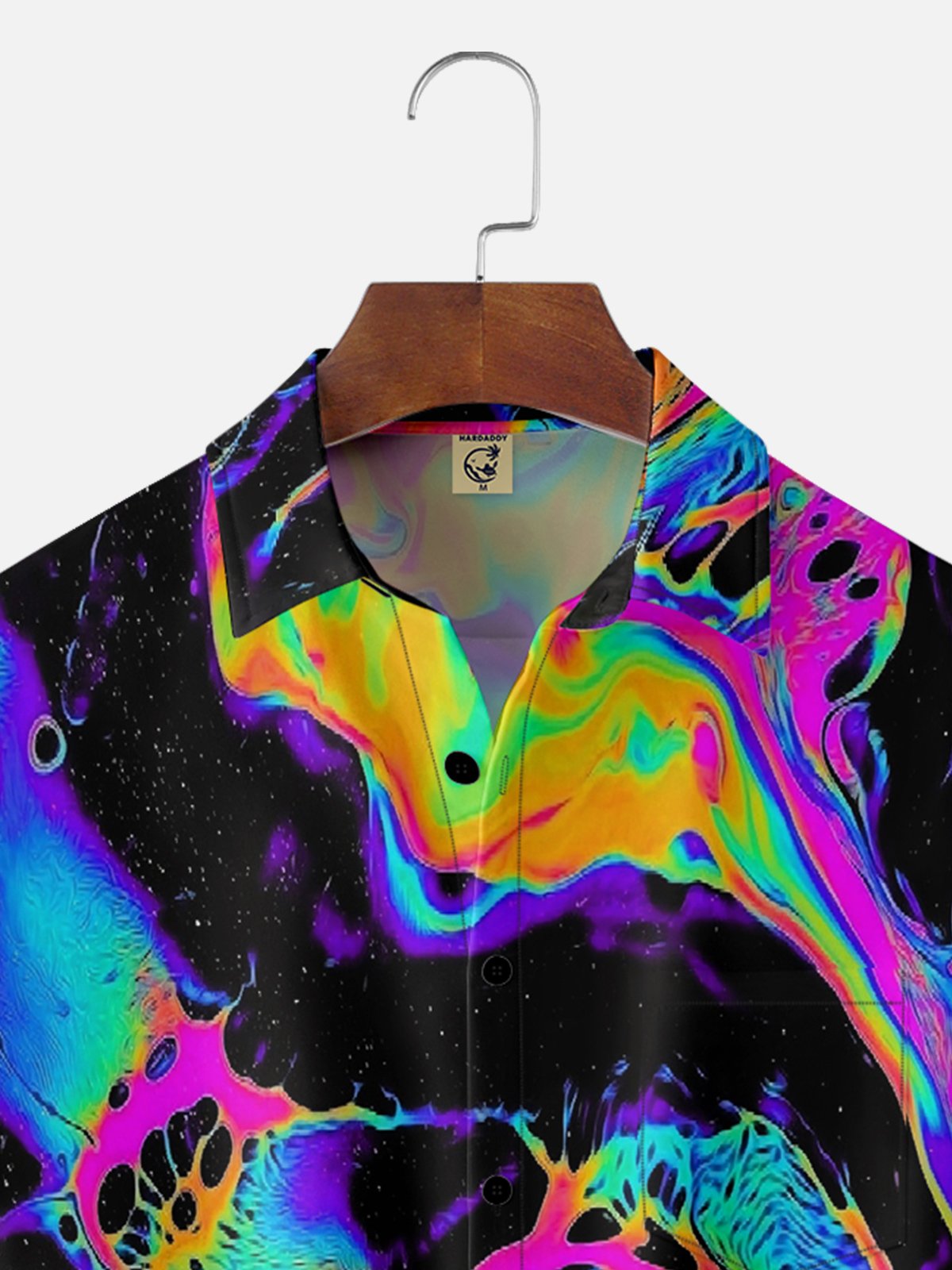 Moisture-wicking Abstract Gradient Stripe Chest Pocket Hawaiian Shirt