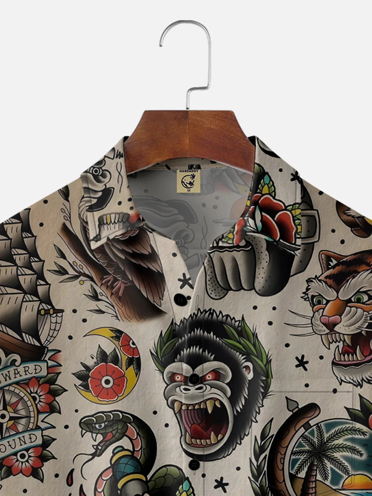 Moisture-wicking Tattoo Art Chest Pocket Casual Shirt