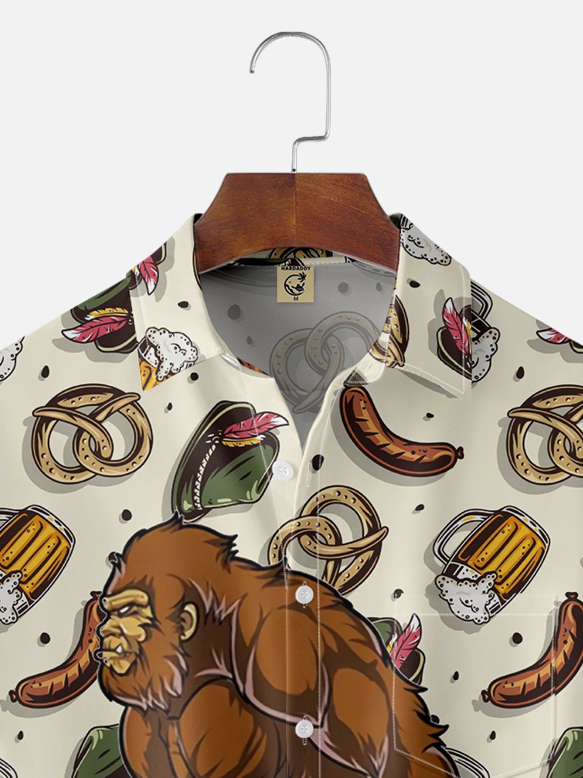 Moisture-wicking Oktoberfest Bigfoot Chest Pocket Hawaiian Shirt