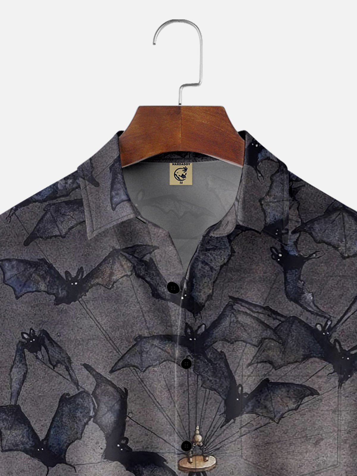 VacatiMoisture-wicking Halloween Abstract Gradient Bats Black Cat Chest Pocket Hawaiian Shirt