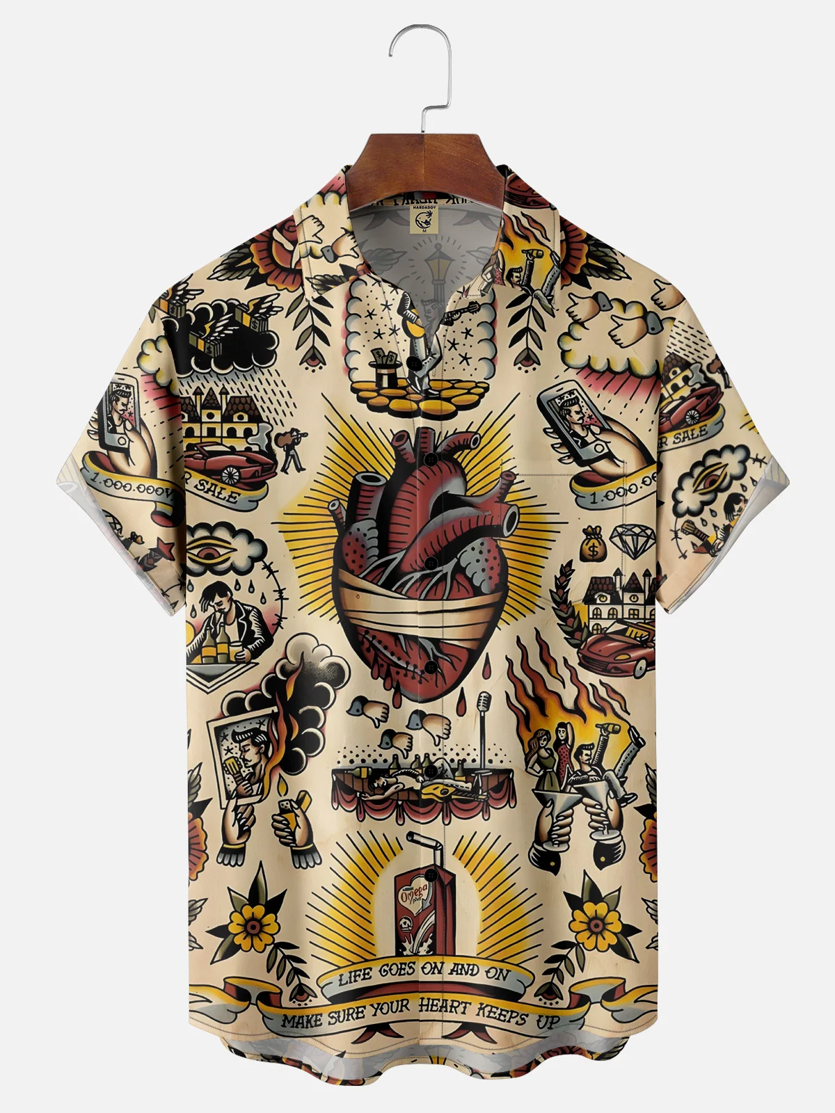 Moisture-wicking Tattoo Art Chest Pocket Casual Shirt