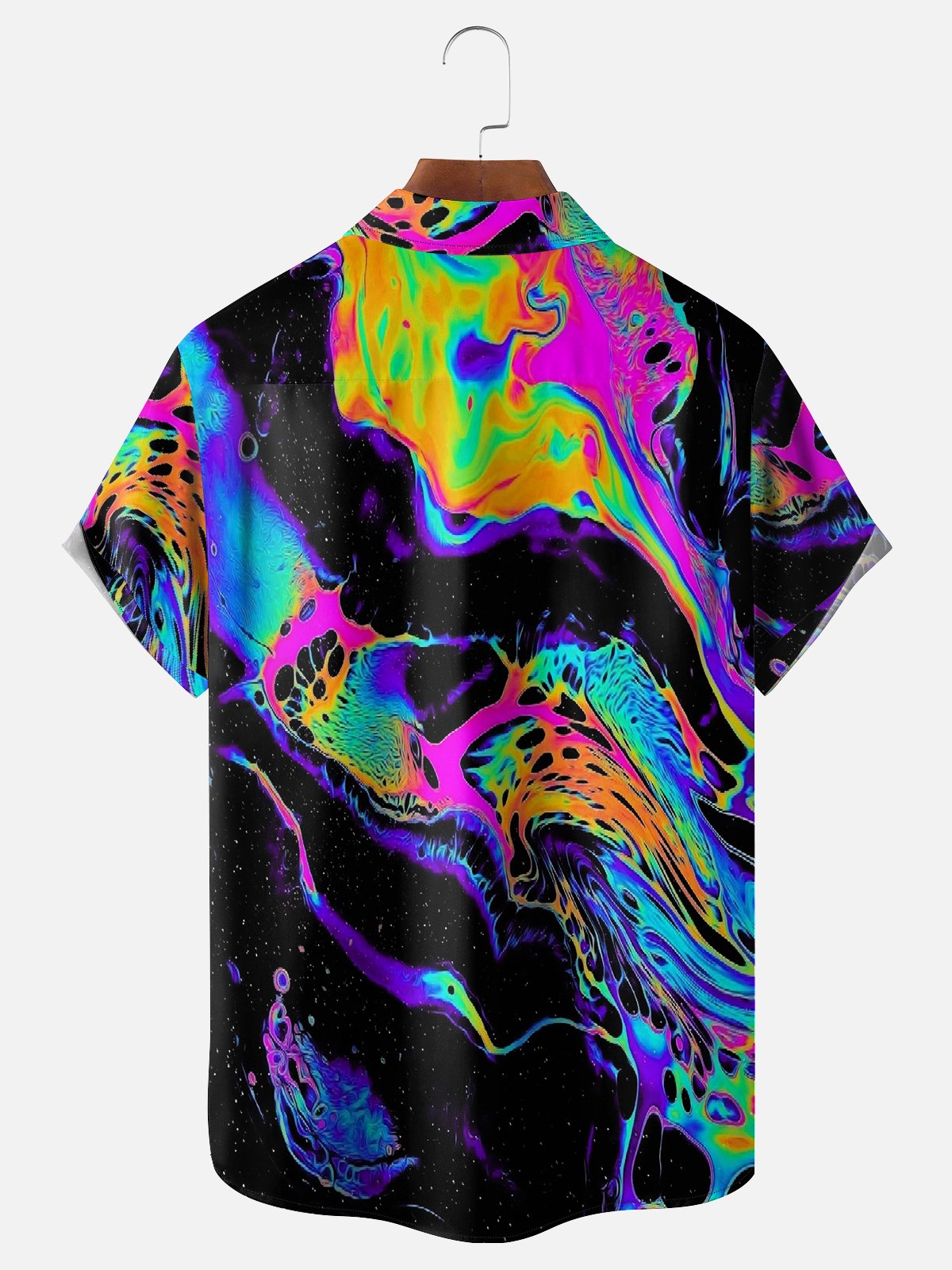 Moisture-wicking Abstract Gradient Stripe Chest Pocket Hawaiian Shirt