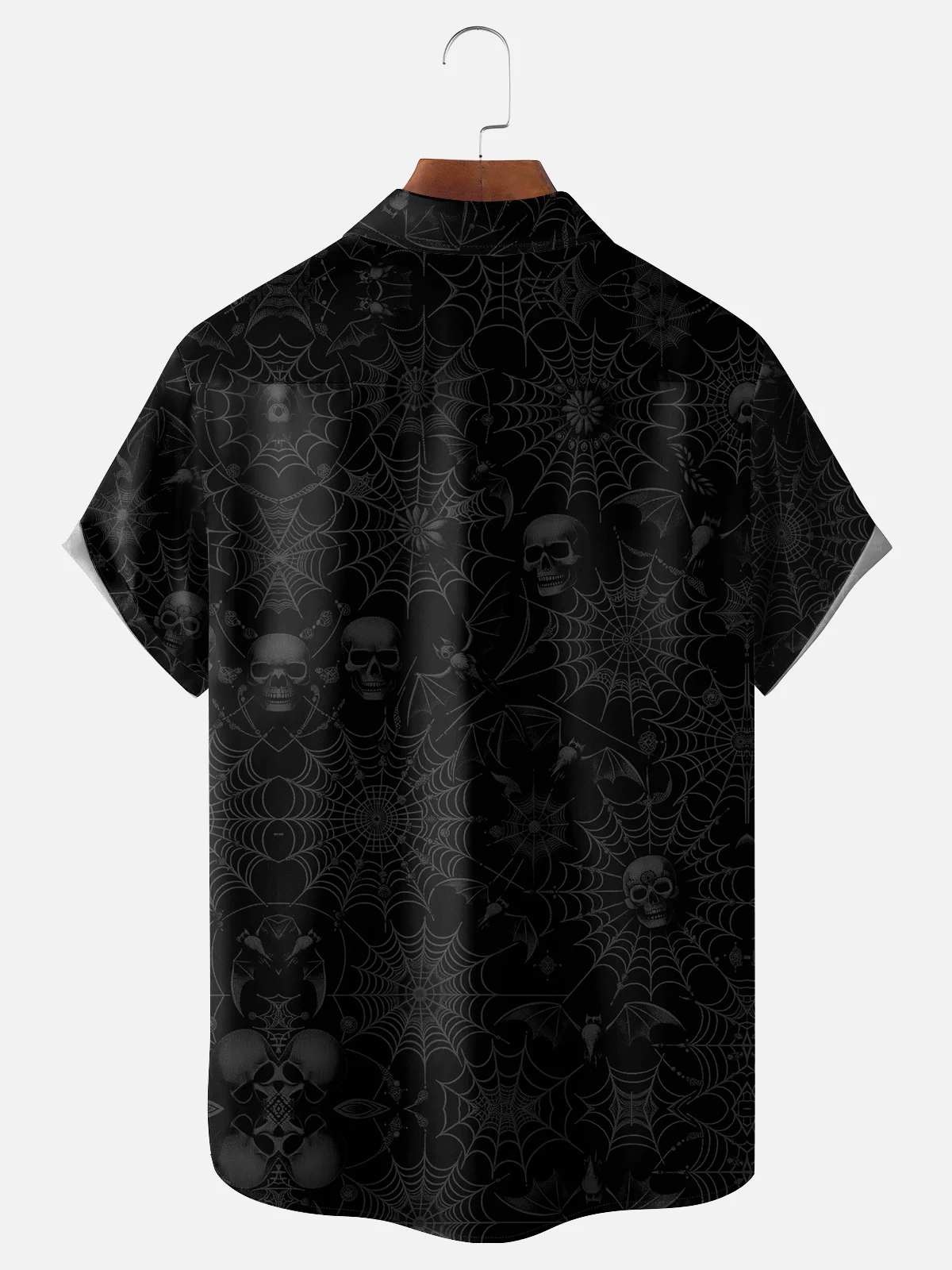 Moisture-wicking Halloween Spider Web Chest Pocket  Bowling Shirt