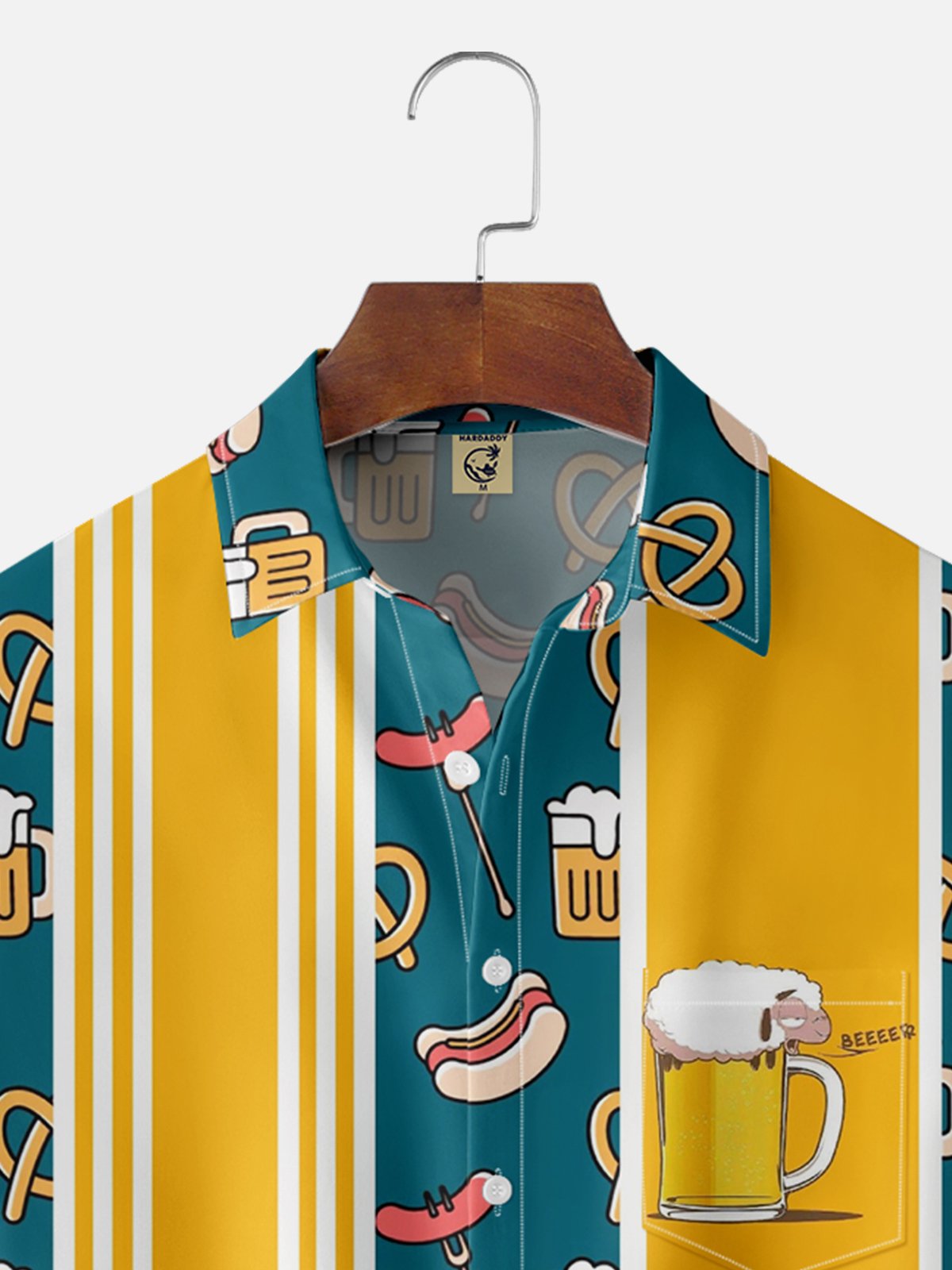 Moisture-wicking Oktoberfest Art Sheep Chest Pocket Bowling Shirt