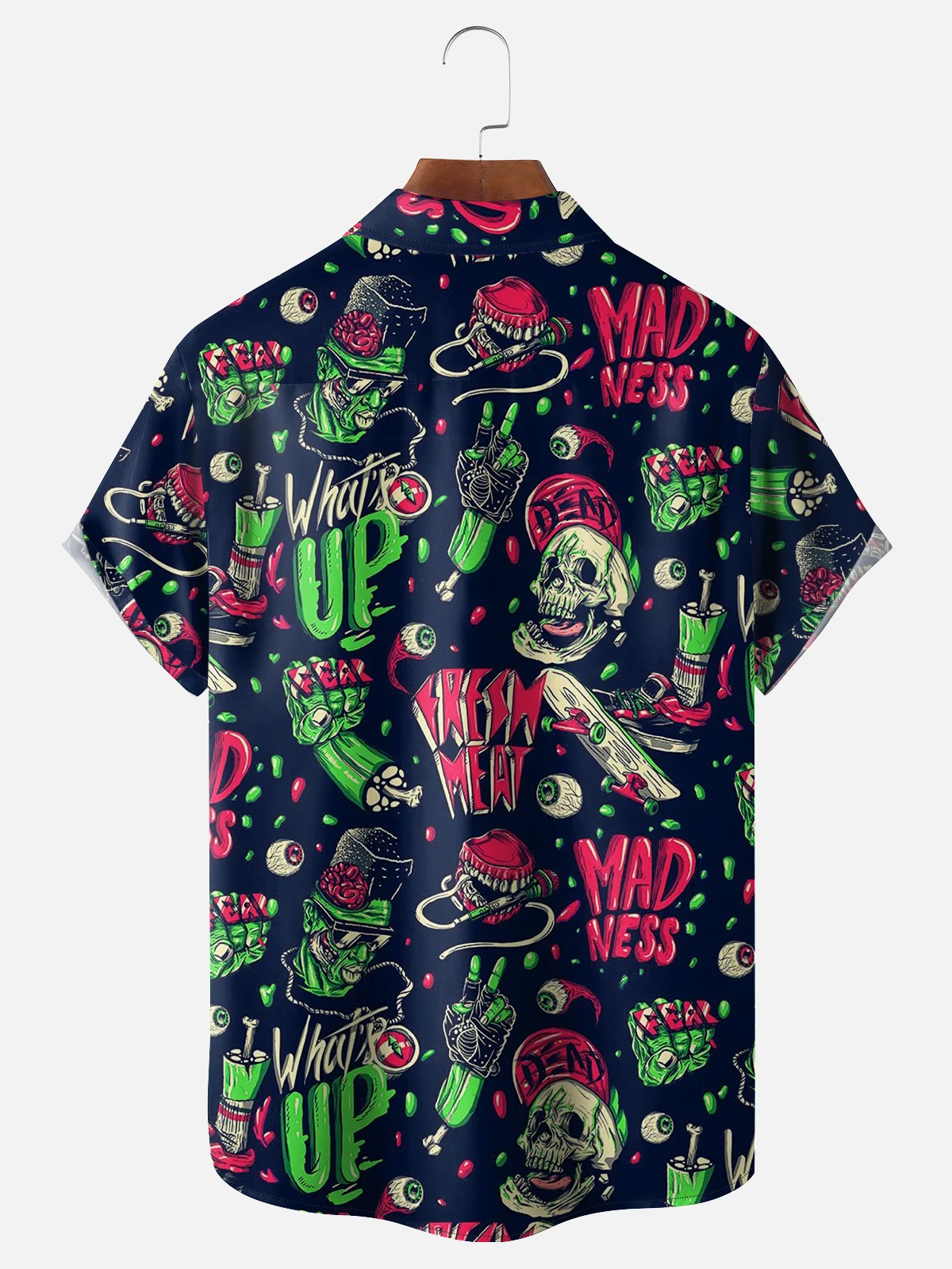 Moisture-wicking Halloween Skull Chest Pocket Casual Shirt