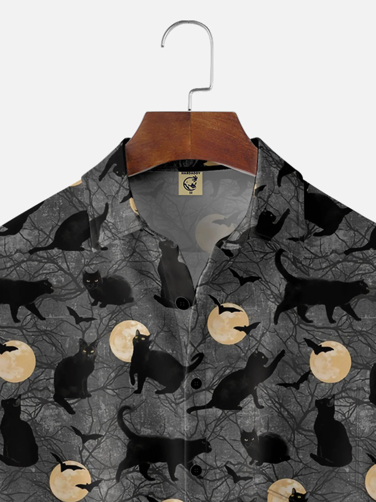 Moisture-wicking Halloween Black Cat Chest Pocket Hawaiian Shirt