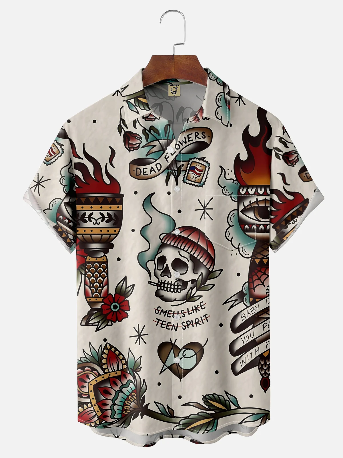 Moisture-wicking Tattoo Art Chest Pocket Casual Shirt