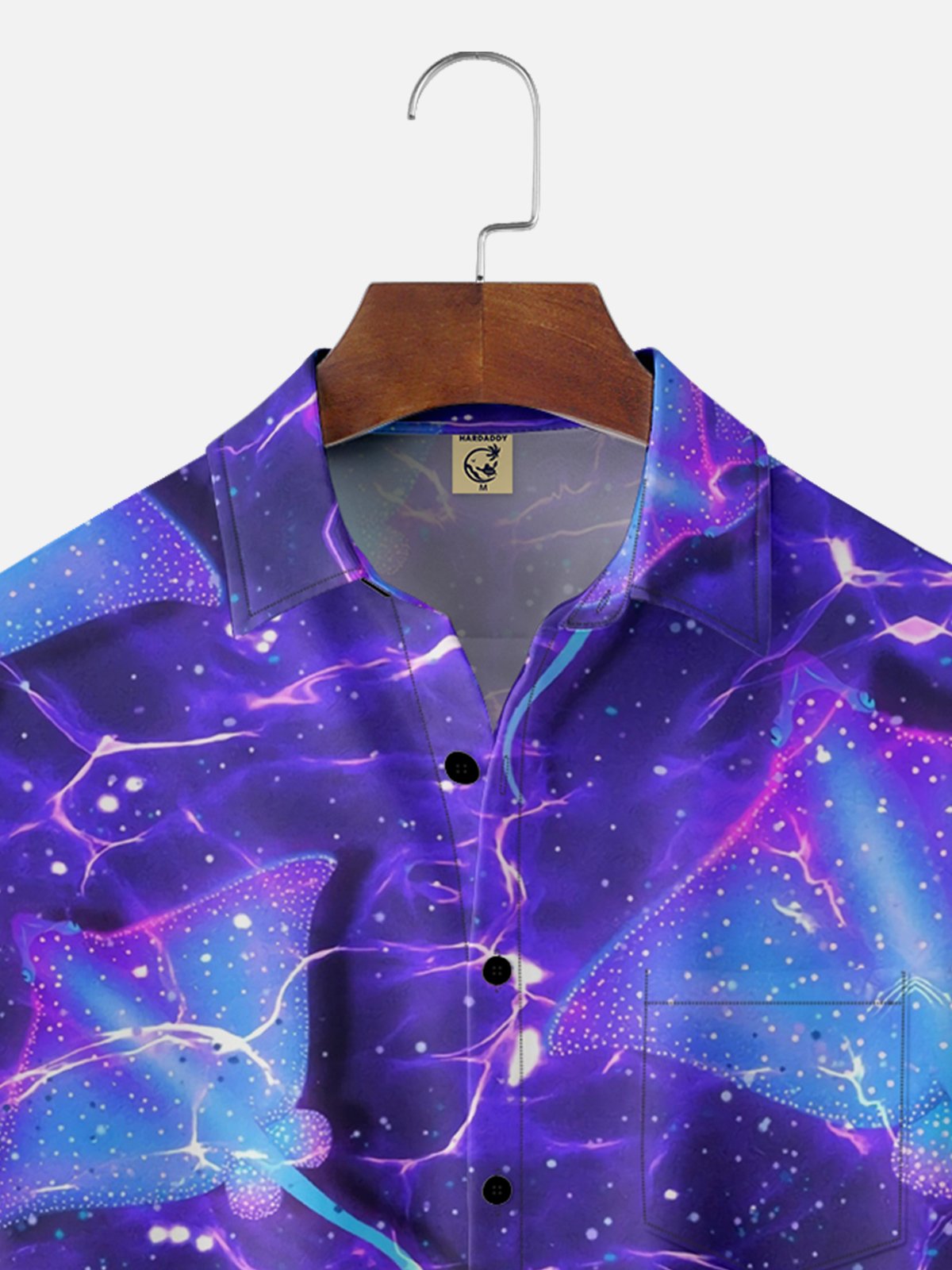 Moisture-wicking Fantasy Art Manta Ray Painting Chest Pocket Hawaiian Shirt