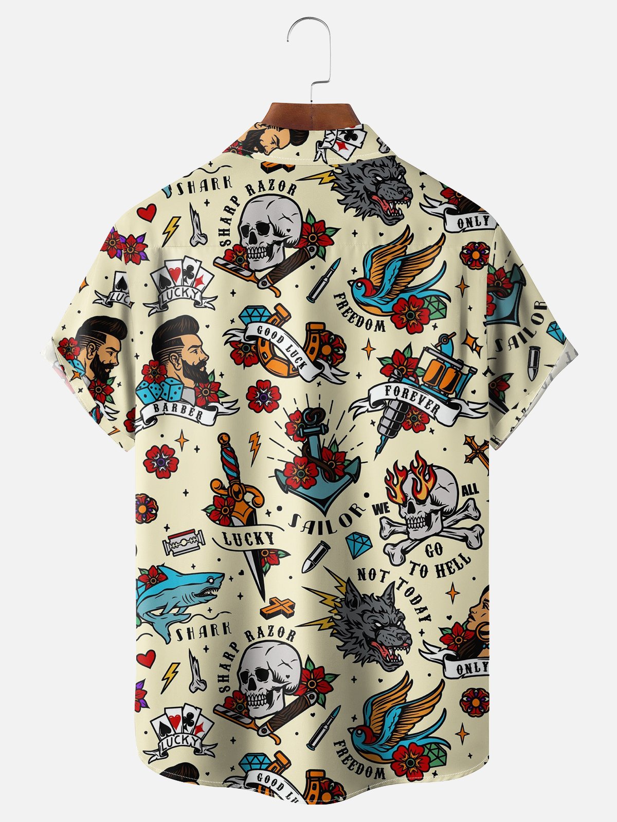 Moisture-wicking Tattoo Art Chest Pocket Casual Shirt