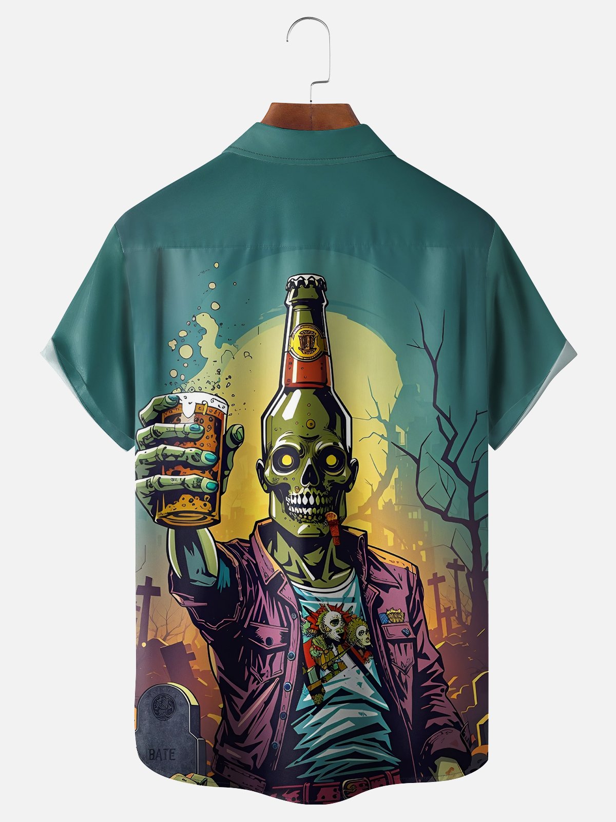 Moisture-wicking Oktoberfest Zombie Chest Pocket Hawaiian Shirt