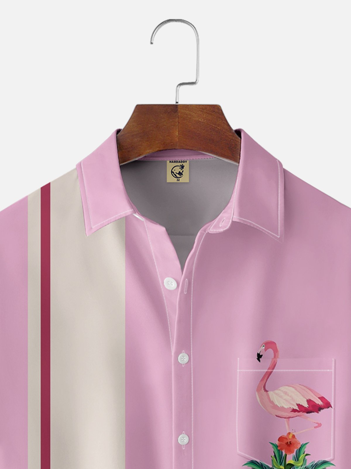 Moisture-wicking Flamingo Chest Pocket Bowling Shirt