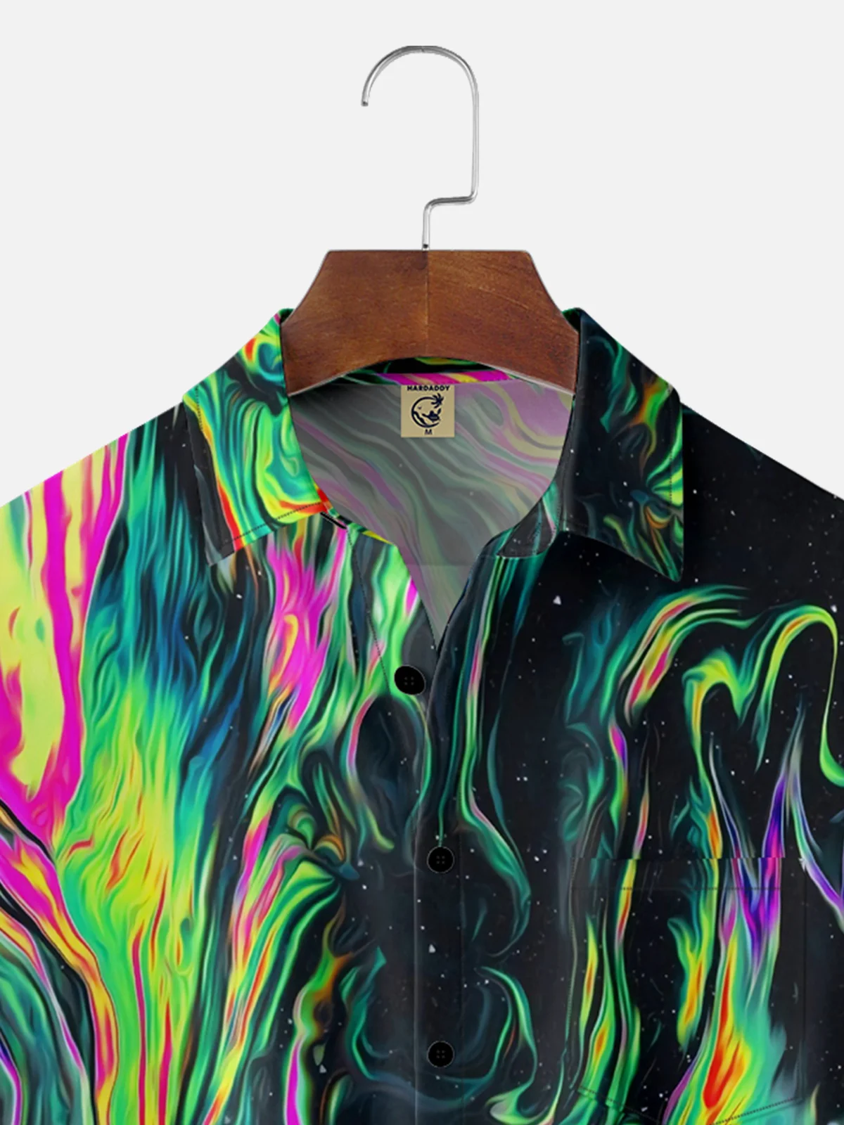 Moisture-wicking Abstract Gradient Stripe Chest Pocket Hawaiian Shirt