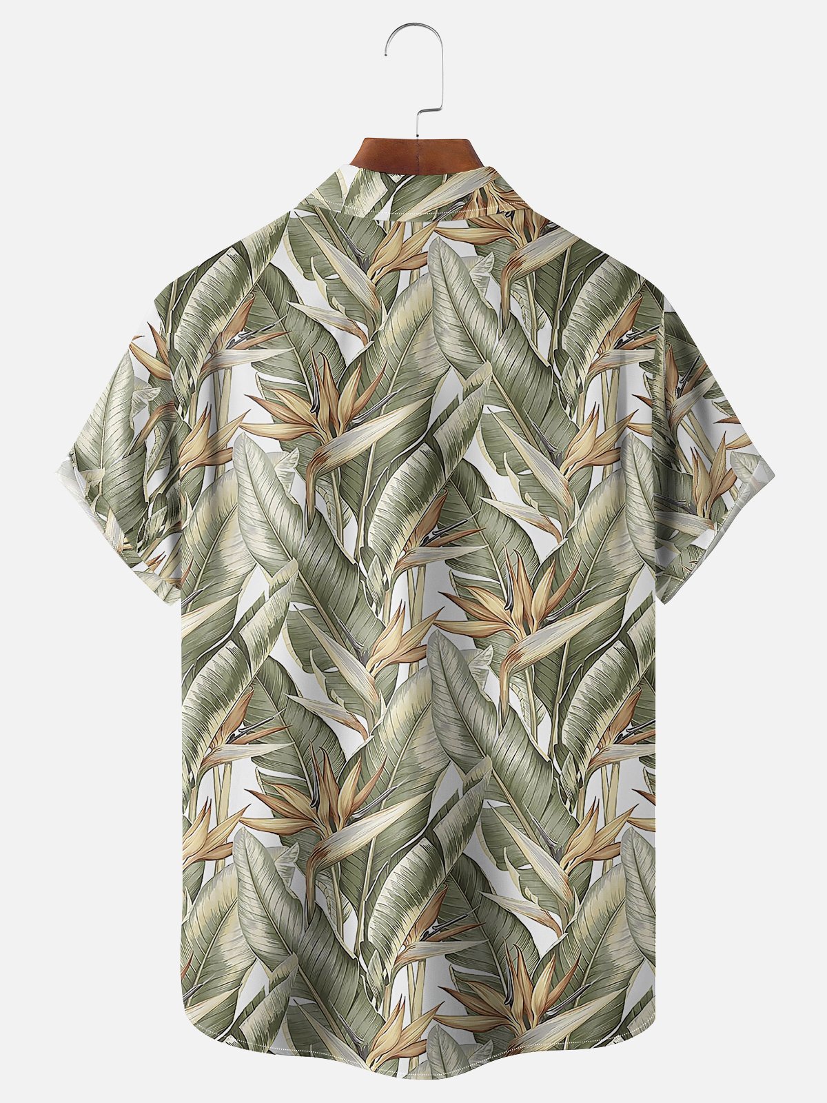 Tropical Plants Chest Pocket Short Sleeve Aloha Shirt