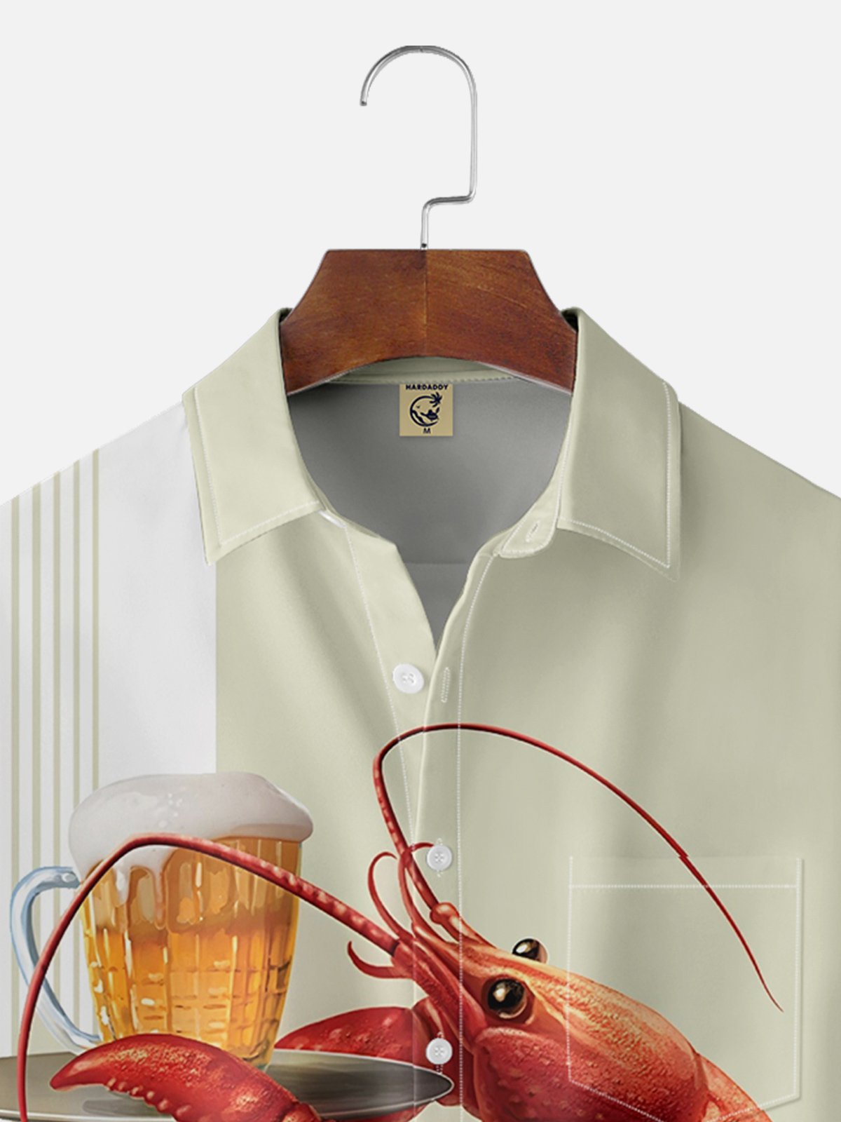 Moisture-wicking Oktoberfest Lobster Bartender Chest Pocket Bowling Shirt