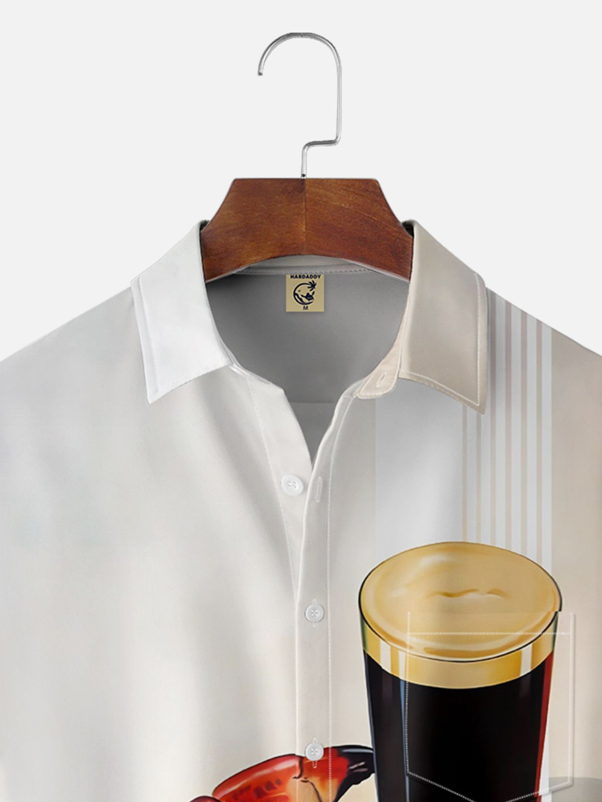 Moisture-wicking Oktoberfest Brown Crab Drinking Beer Chest Pocket Bowling Shirt