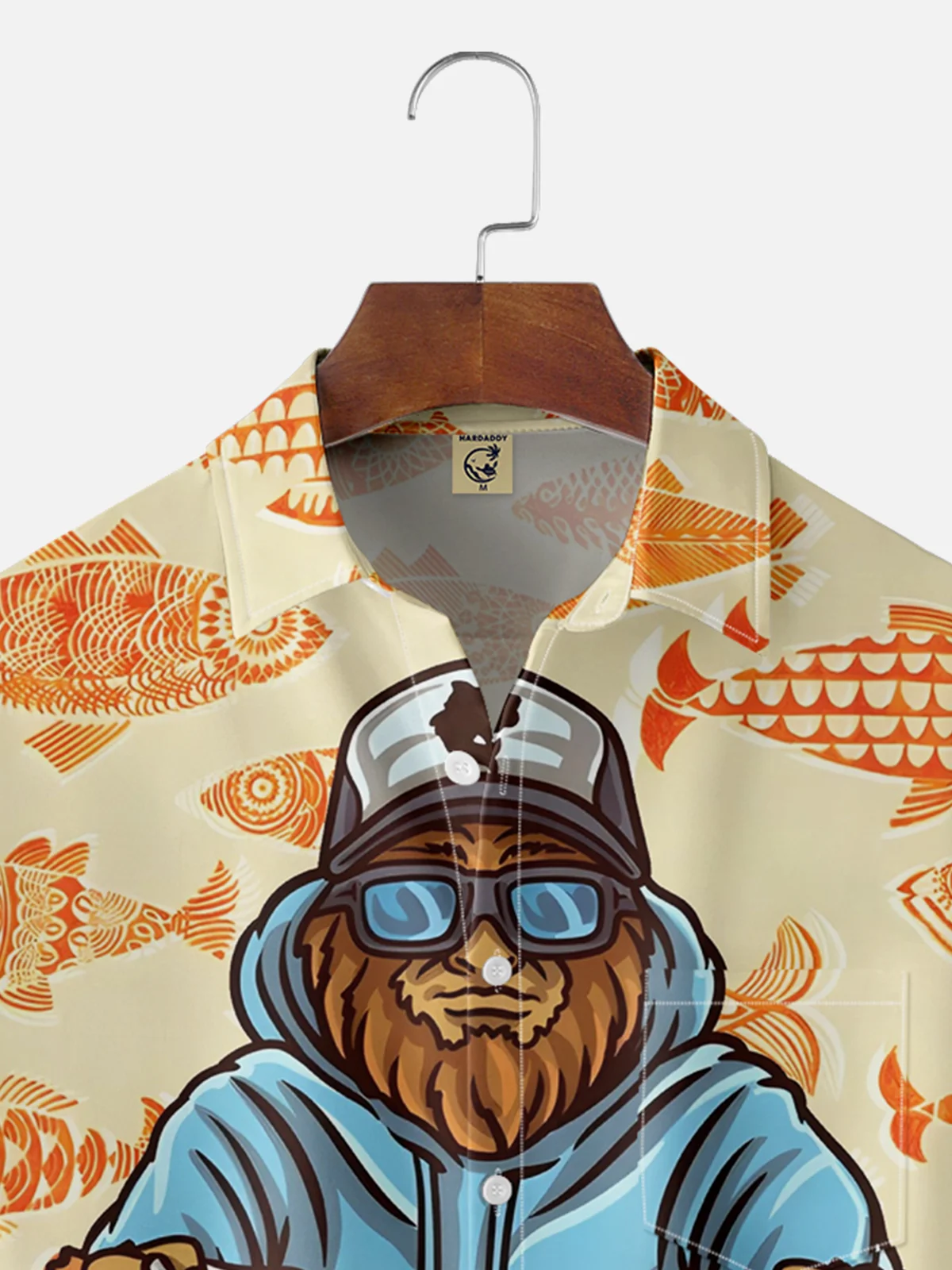 Moisture Wicking Bigfoot Fishing Chest Pocket Hawaiian Shirt