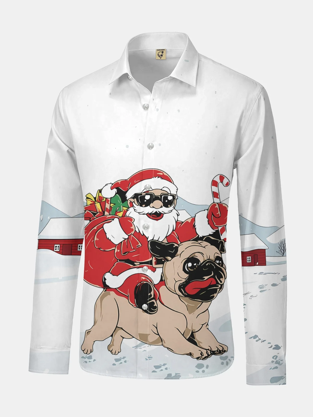 Christmas Santa Claus Regular Fit Long Sleeve Casual Dress Shirt