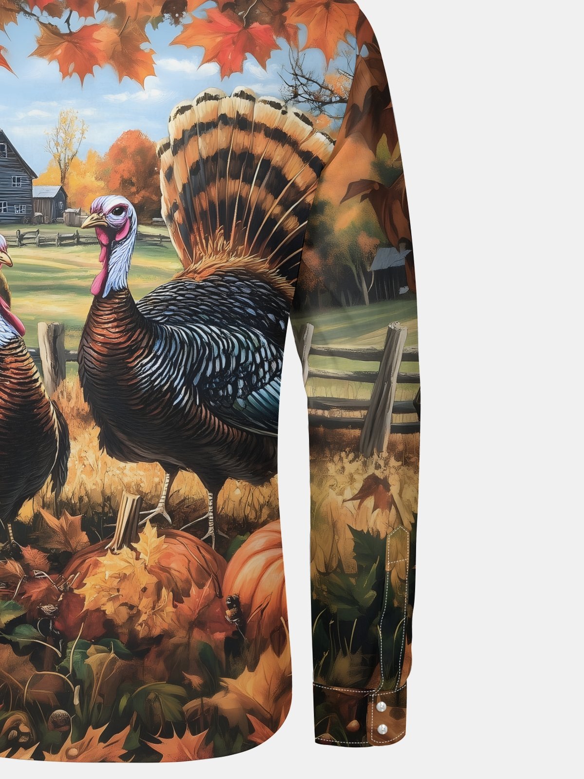 Thanksgiving Gobble Turkey Regular Fit Long Sleeve Holiday Dress Shirt