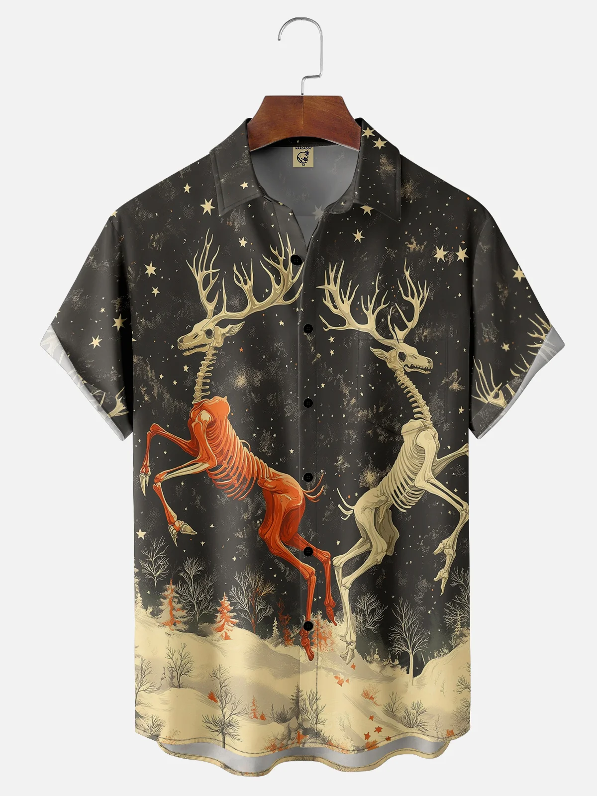 Moisture Wicking Christmas Elk Chest Pocket Hawaiian Shirt