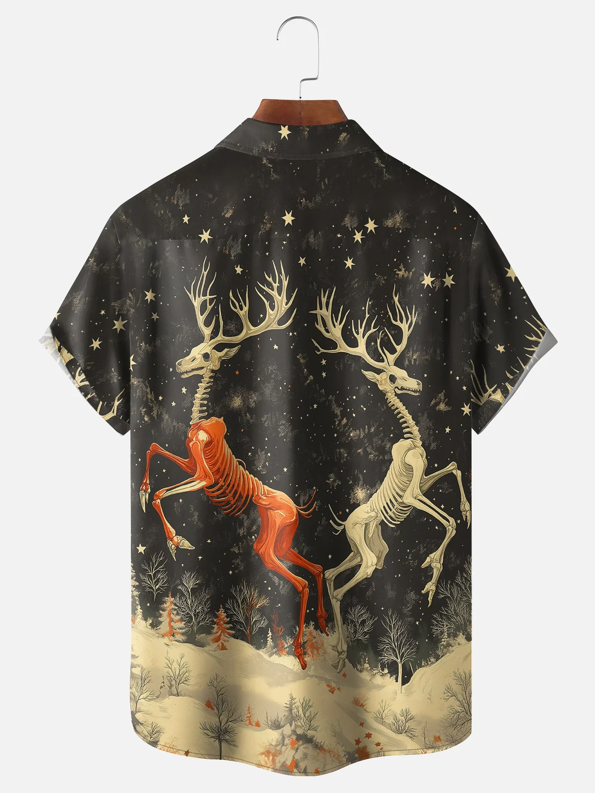 Moisture Wicking Christmas Elk Chest Pocket Hawaiian Shirt