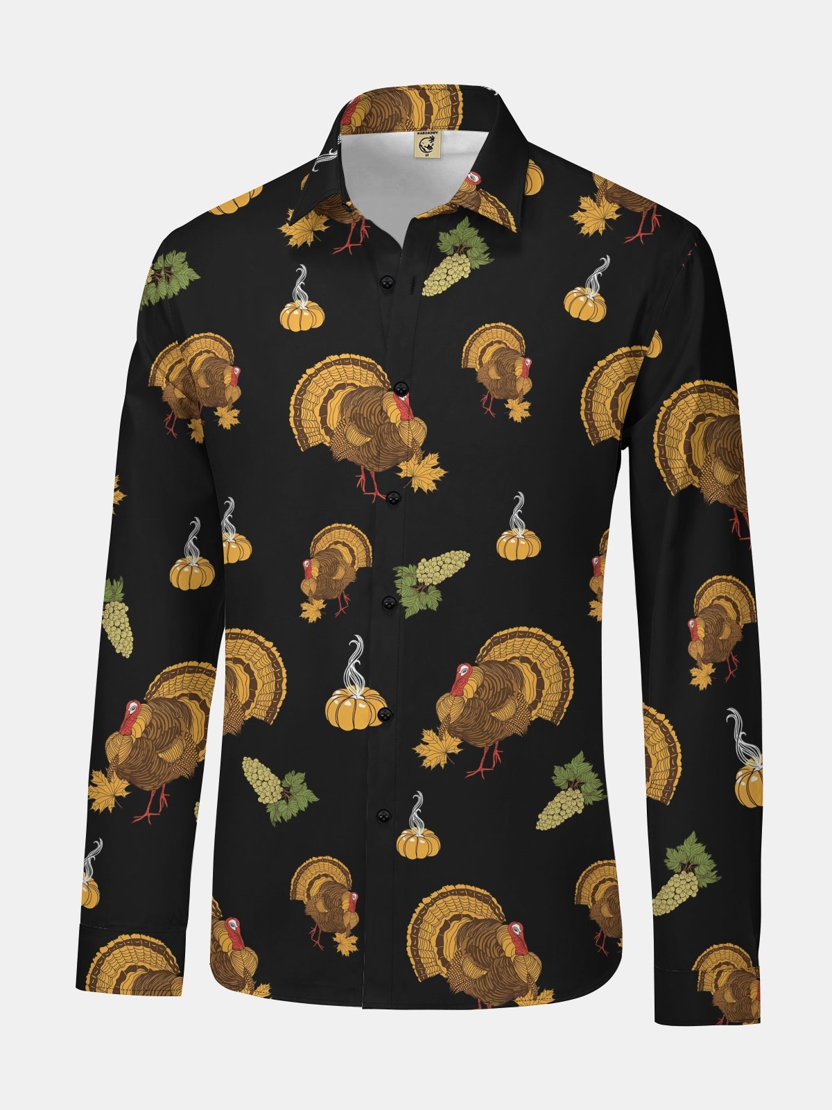 Thanksgiving Gobble Turkey Regular Fit Long Sleeve Holiday Dress Shirt