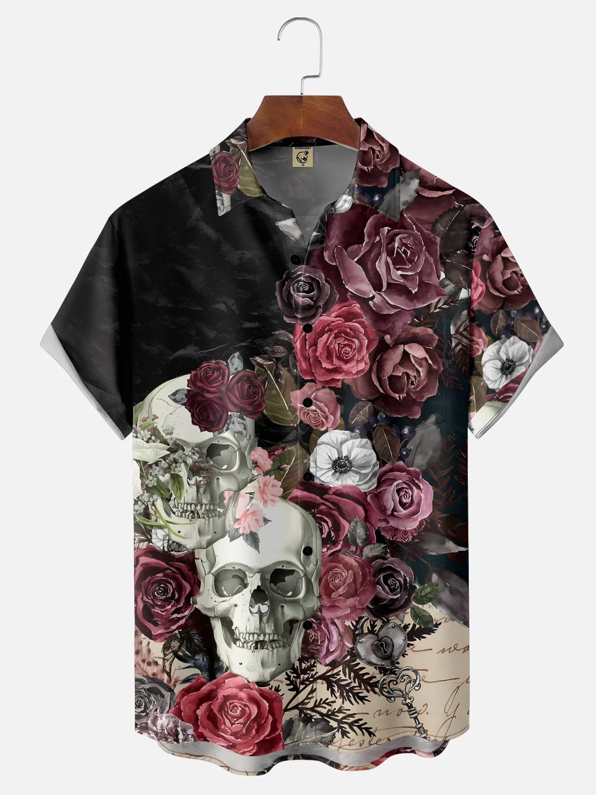 Moisture-wicking Rock Punk Skull Chest Pocket Casual Shirt