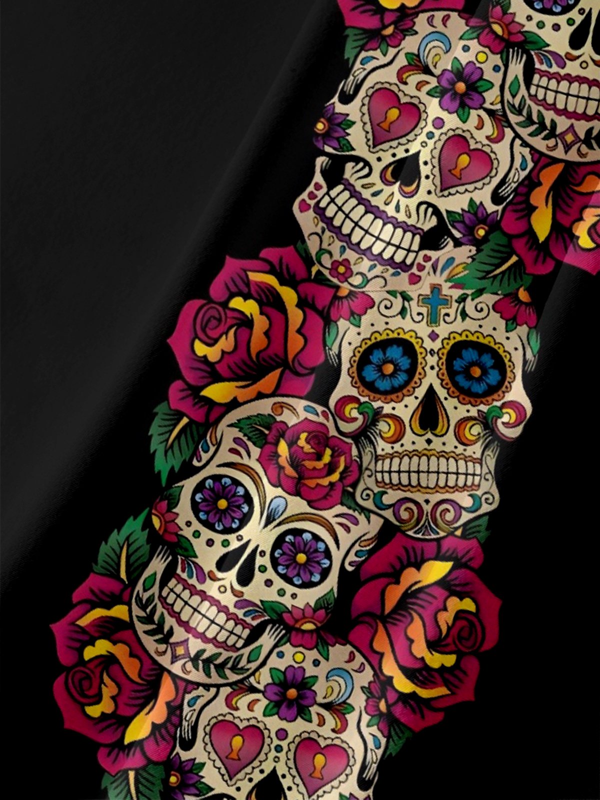 Moisture-wicking Day of the Dead Skull Chest Pocket Bowling Shirt