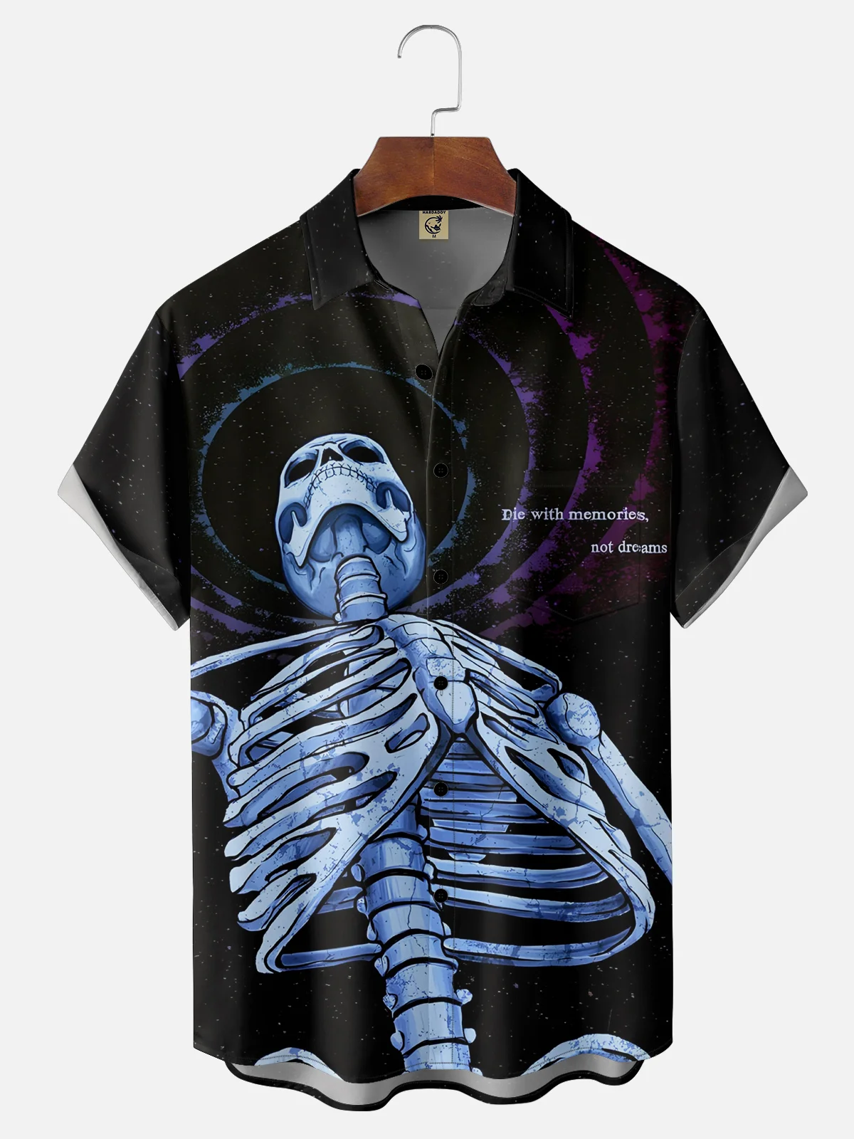 Moisture-wicking Halloween Skull Chest Pocket Casual Shirt