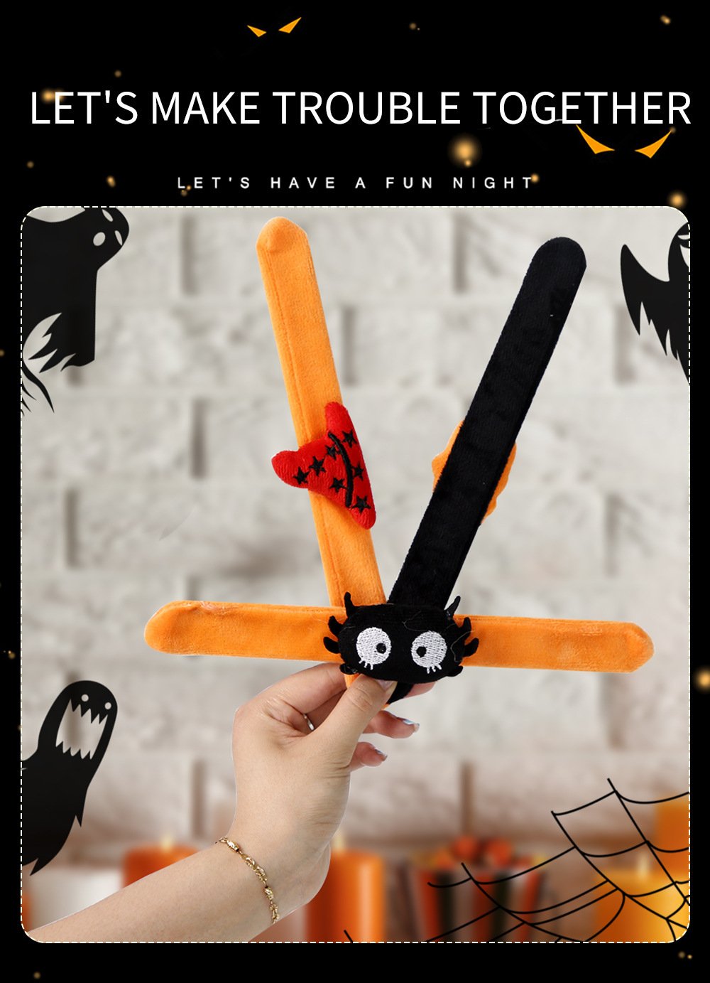 Halloween Slap Bracelets , Halloween Bracelets Bulk for Gifts, Friendship Bracelets for Halloween Party Favors Goodie Bag Fillers, Classroom Favors